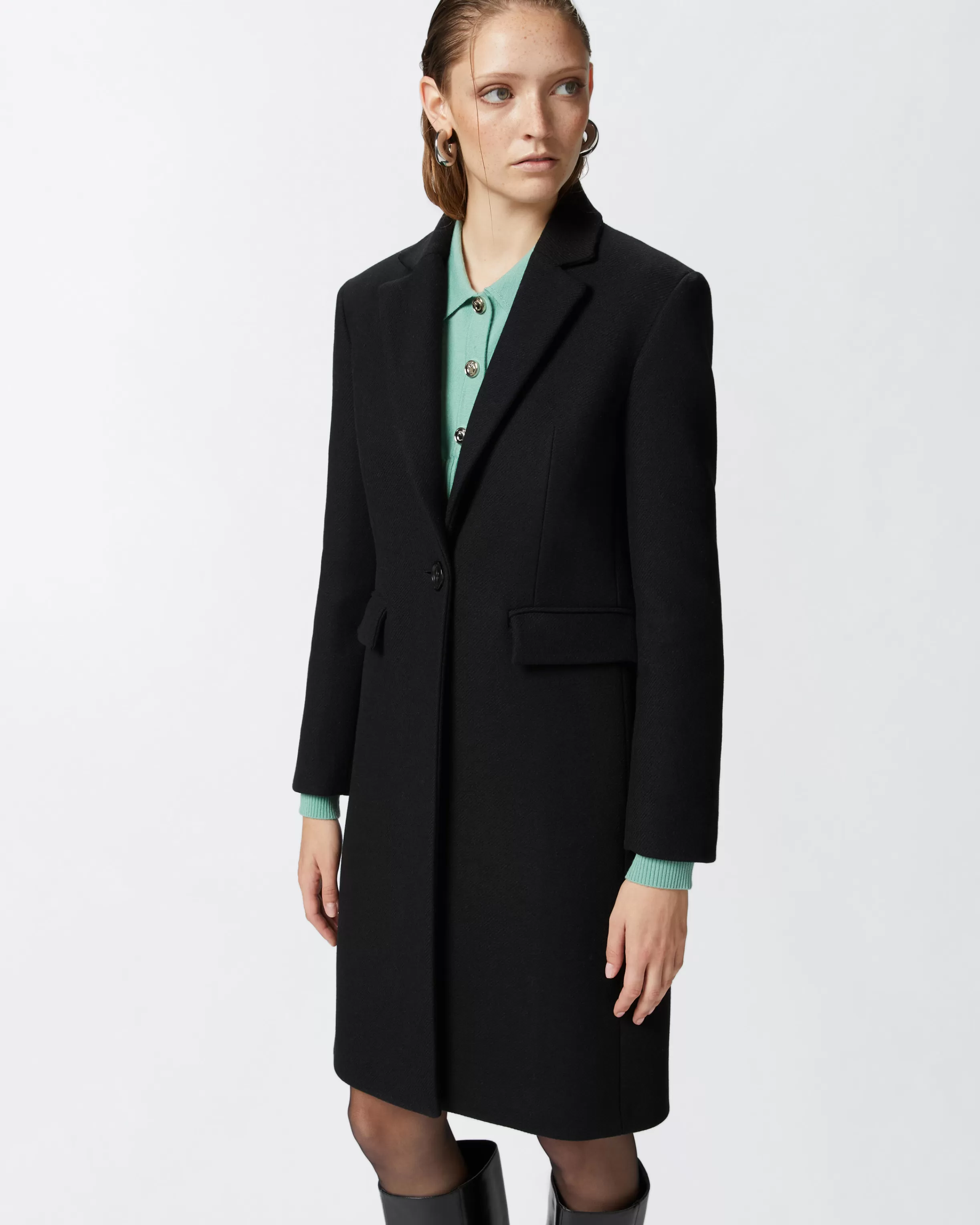 PINKO Single-breasted wool-blend cloth coat