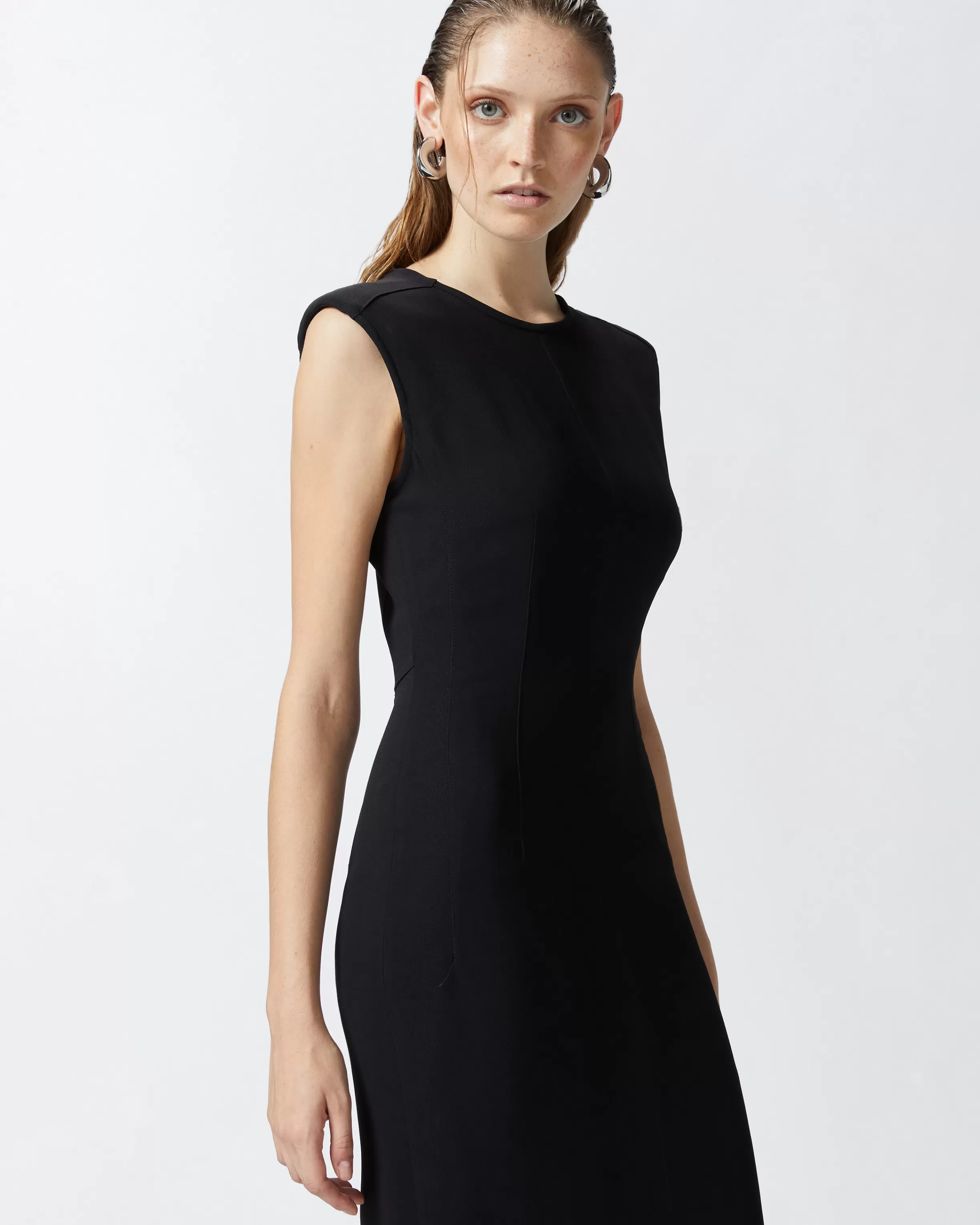 PINKO Sleeveless longuette dress in technical cady