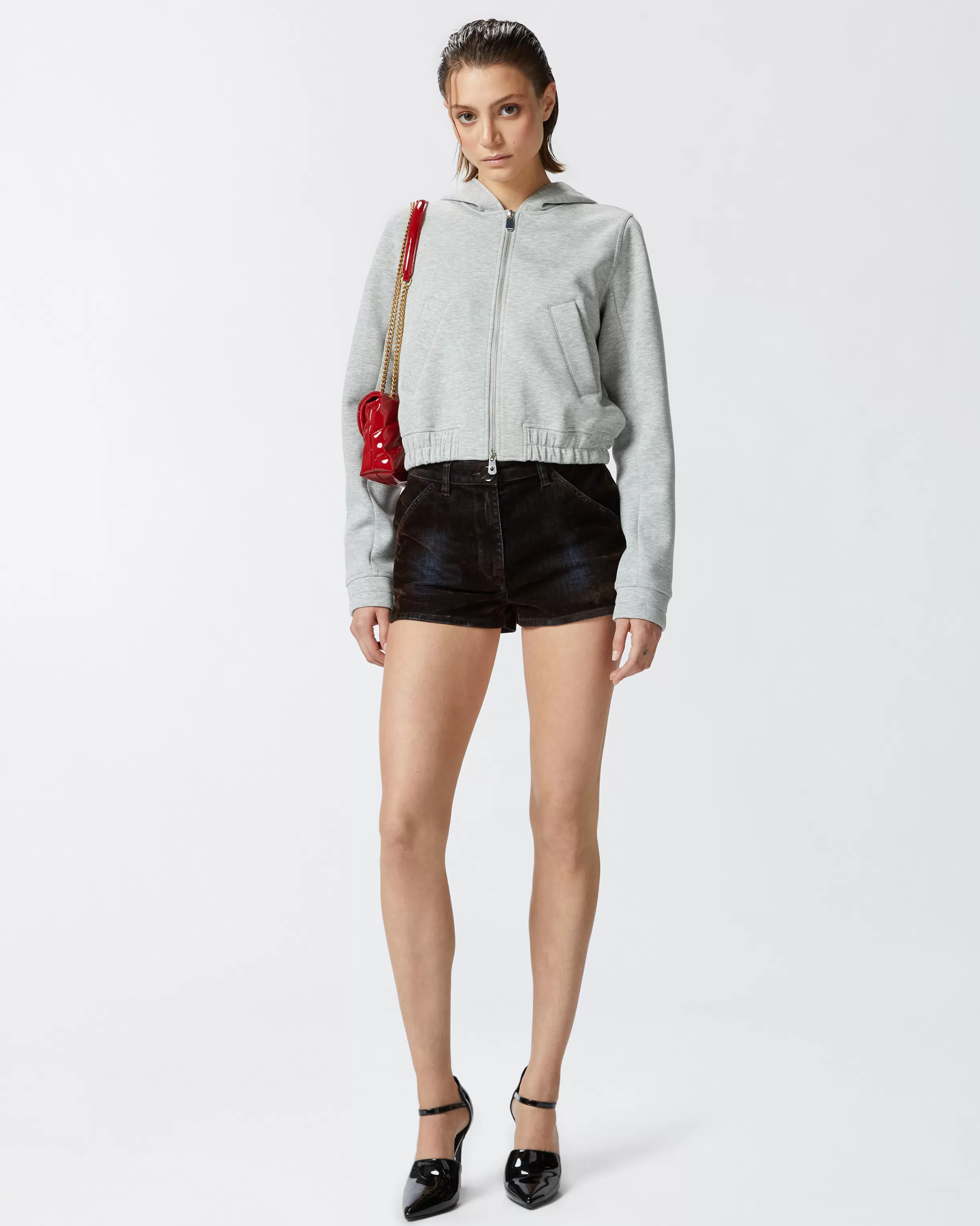 PINKO Slim-fit flocked denim shorts