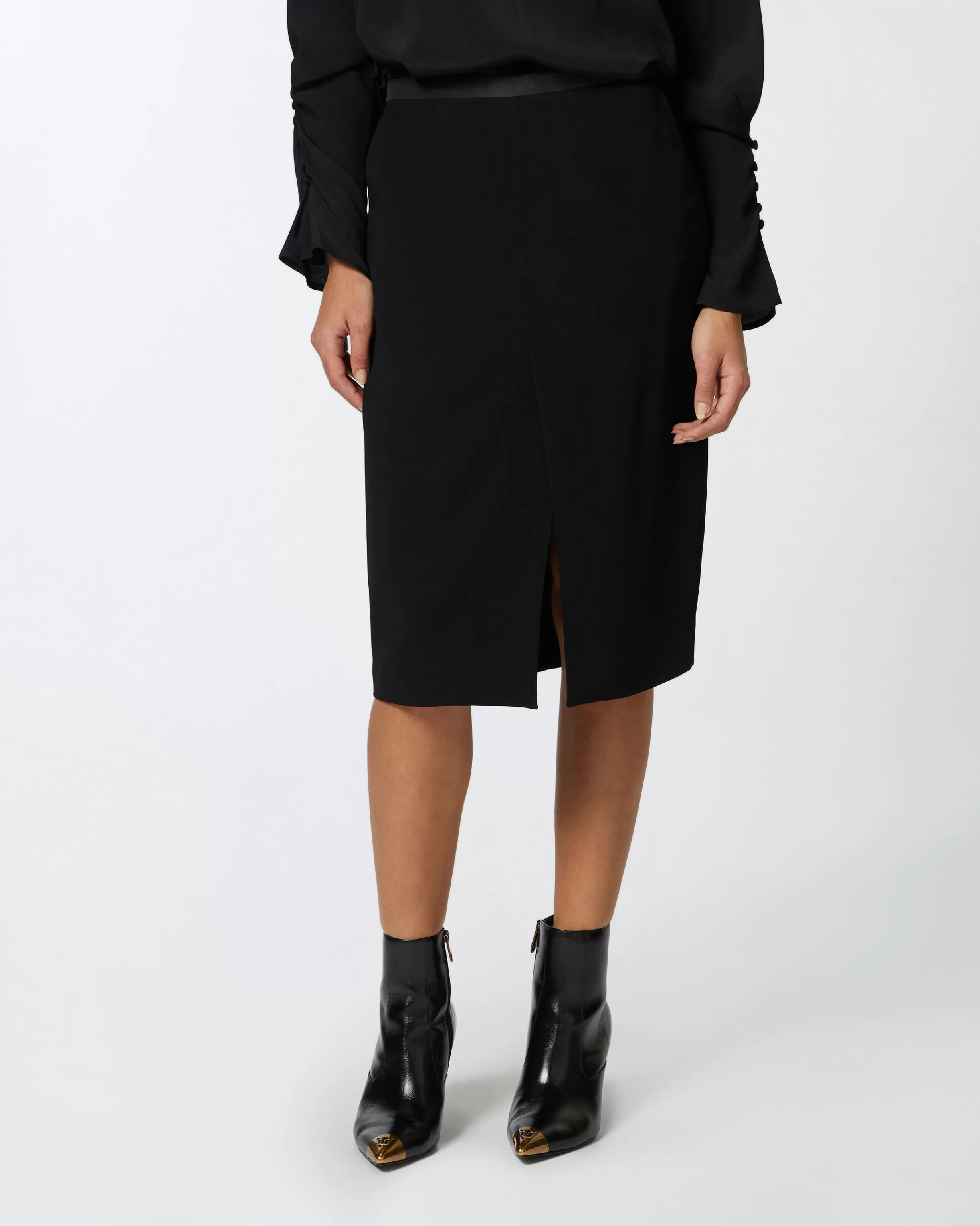 PINKO Slim-fit technical cady skirt