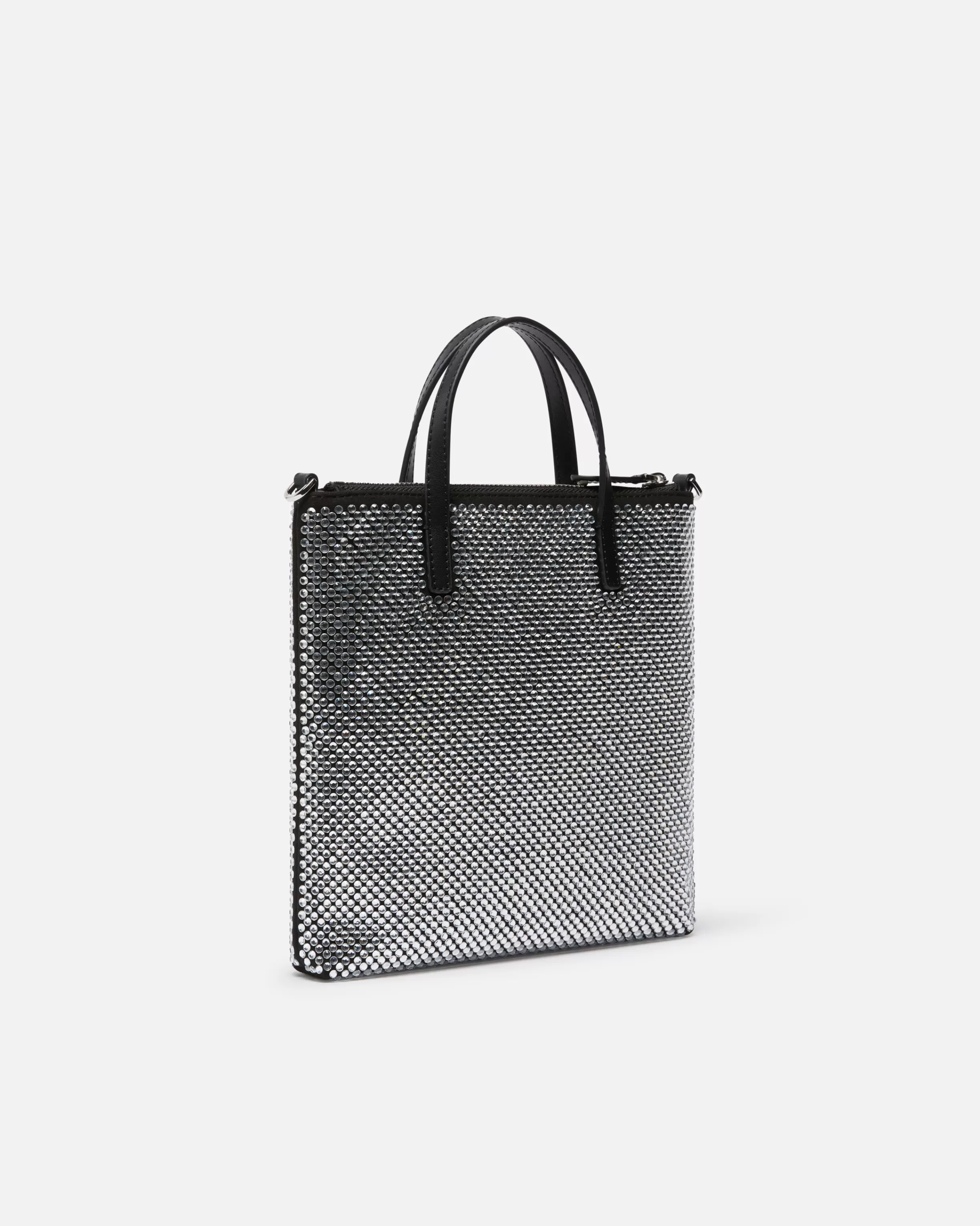 PINKO Small shopping bag with jewel rhinestones and shoulder strap