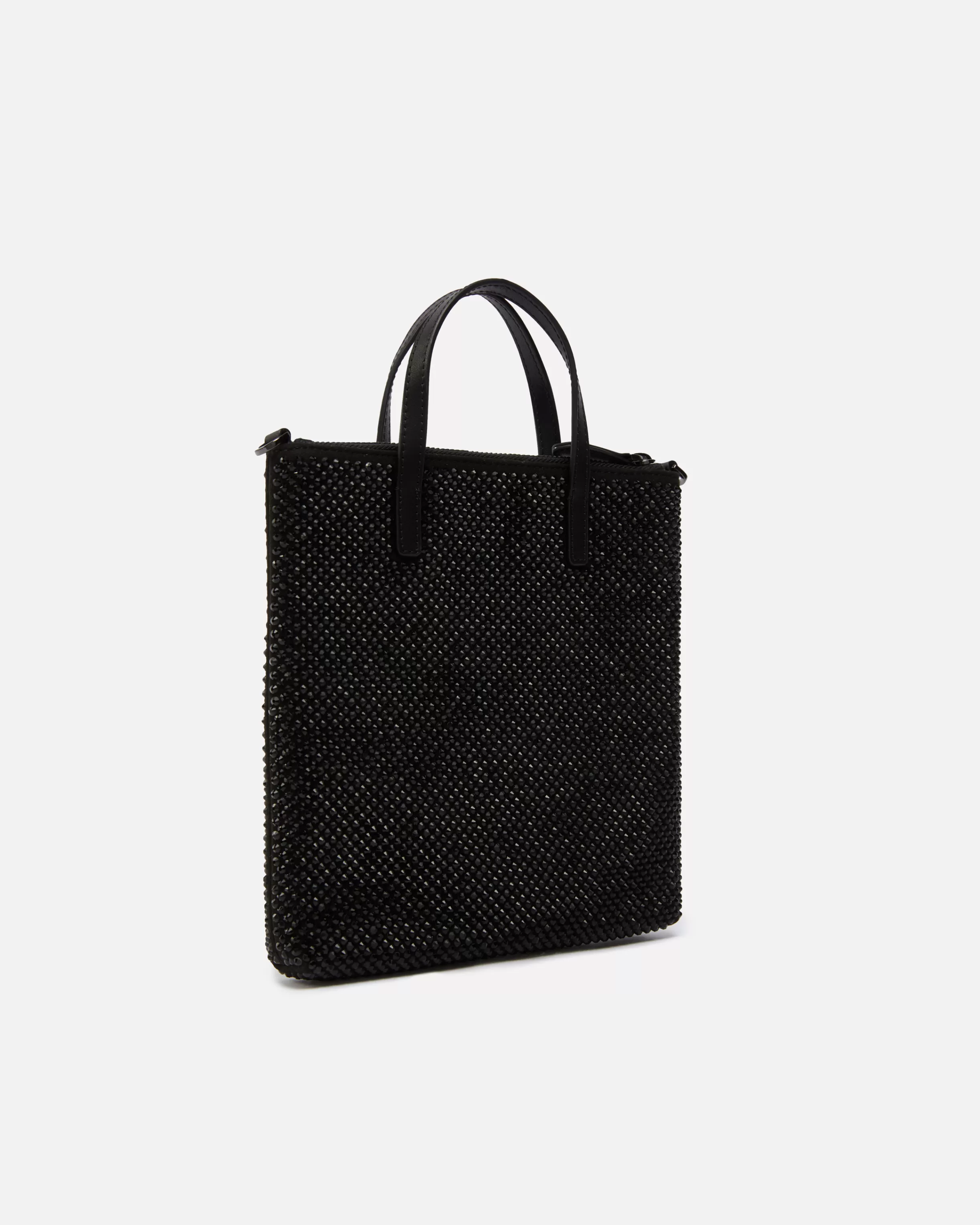 PINKO Small shopping bag with jewel rhinestones and shoulder strap