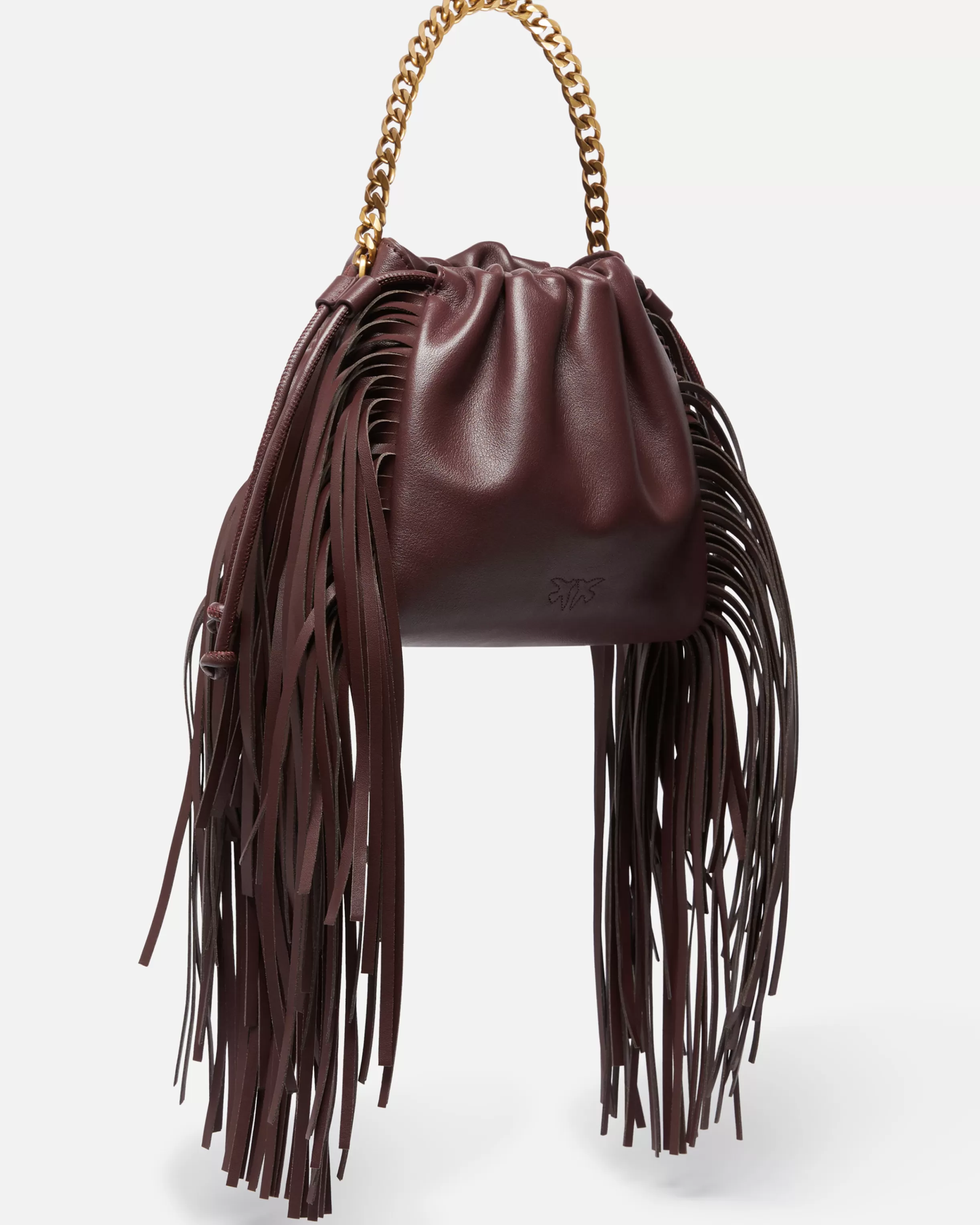 PINKO Soft leather bag with fringes