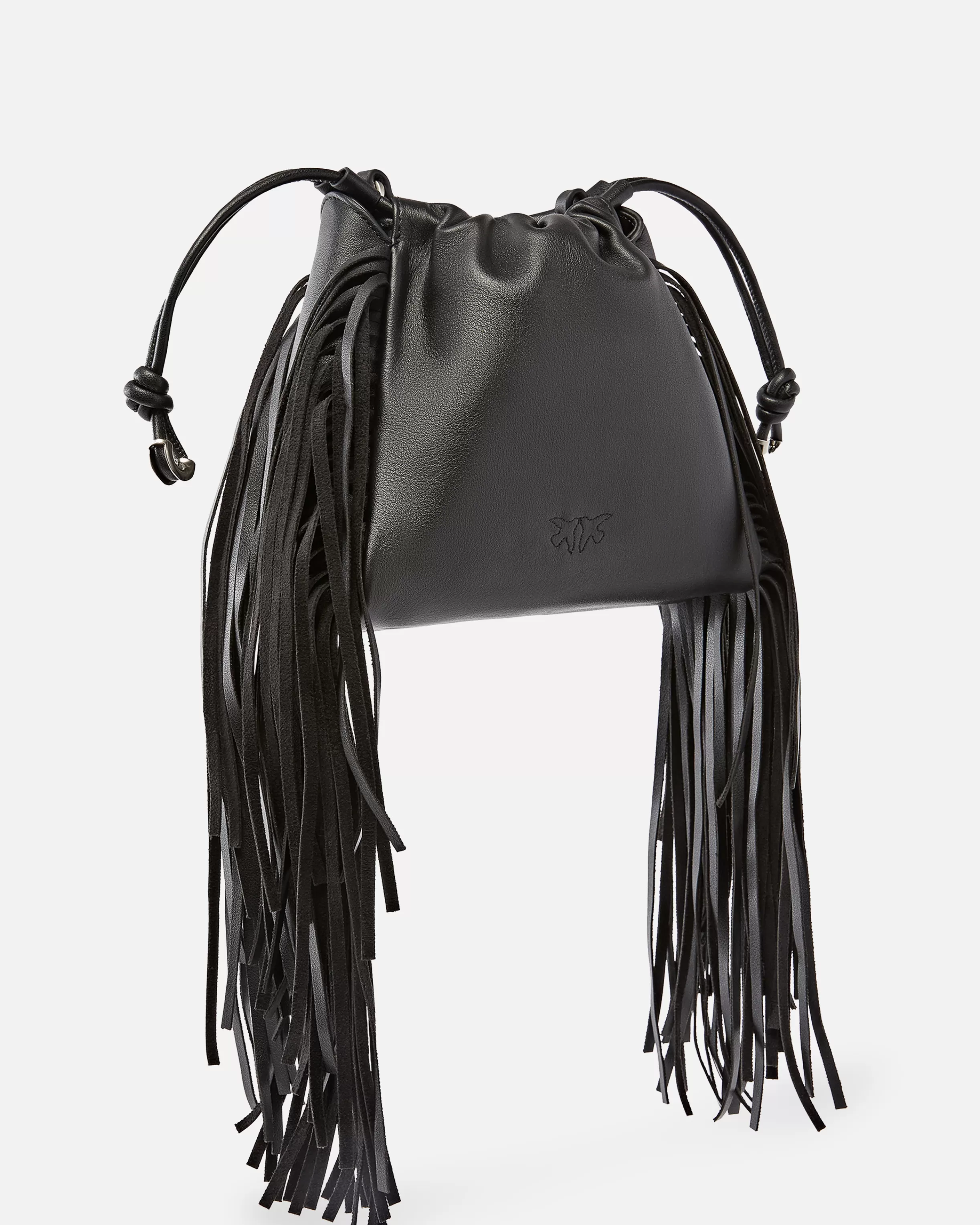 PINKO Soft leather bag with fringes