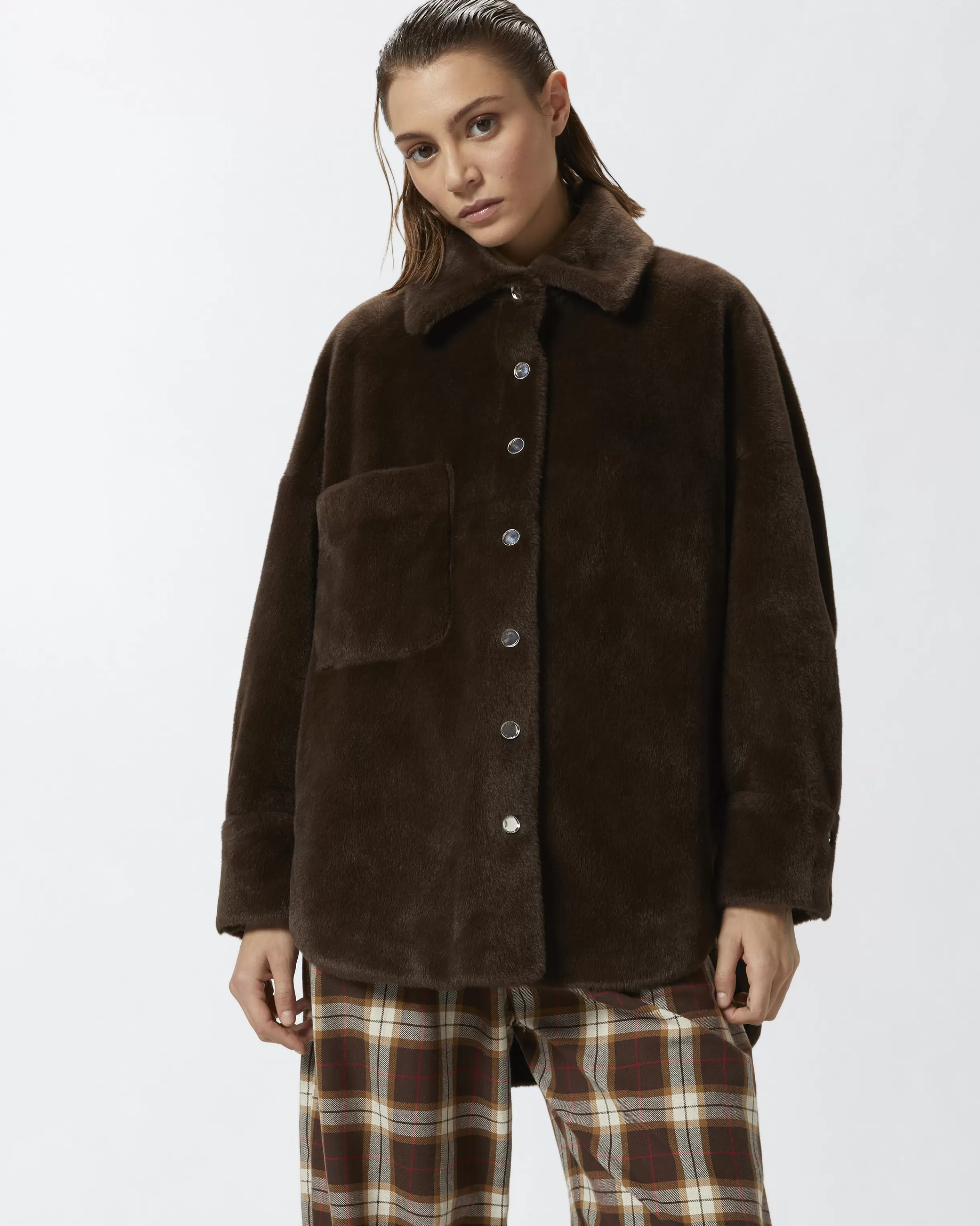 PINKO Soft sheepskin-effect shacket