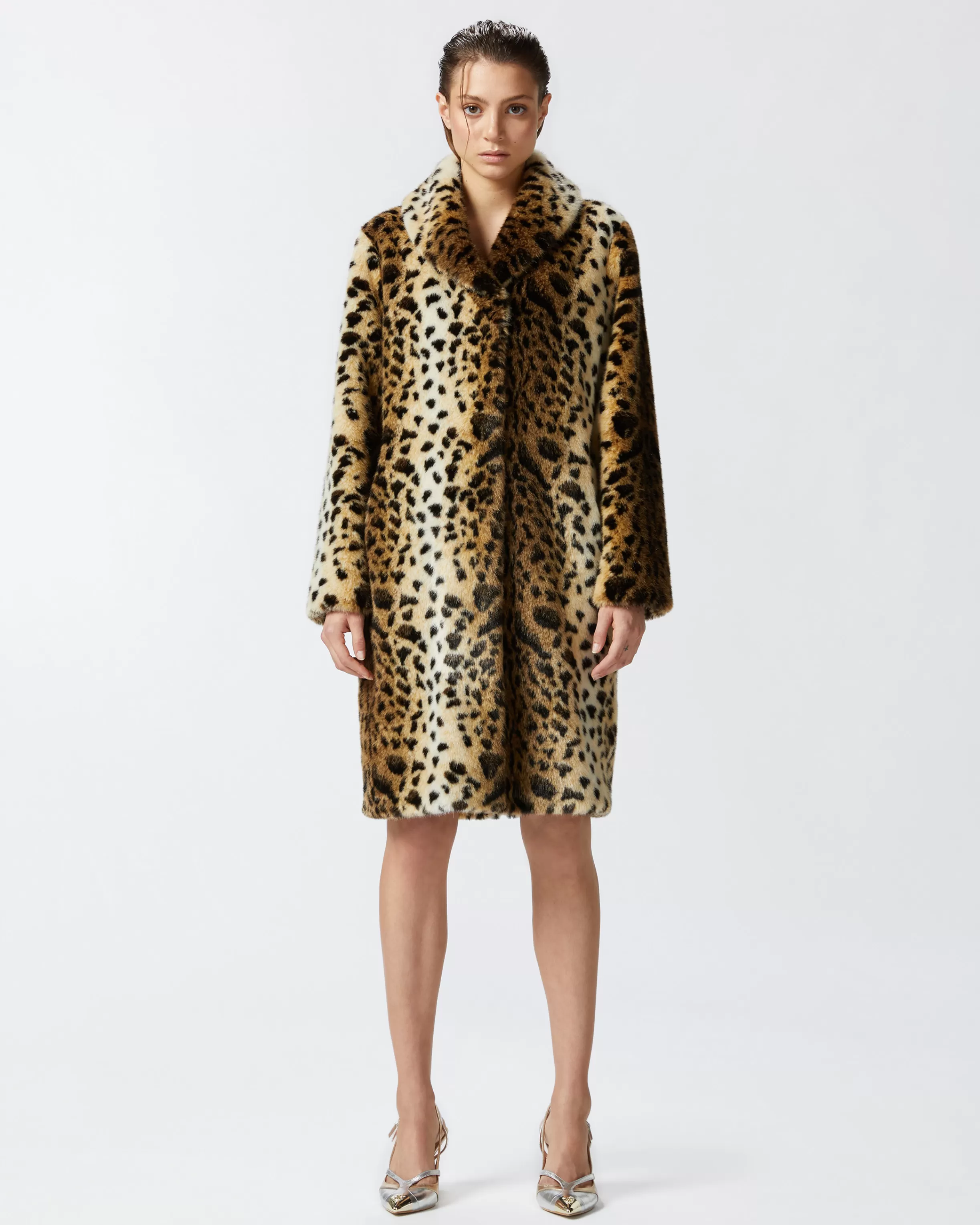 PINKO Spotted fur effect coat