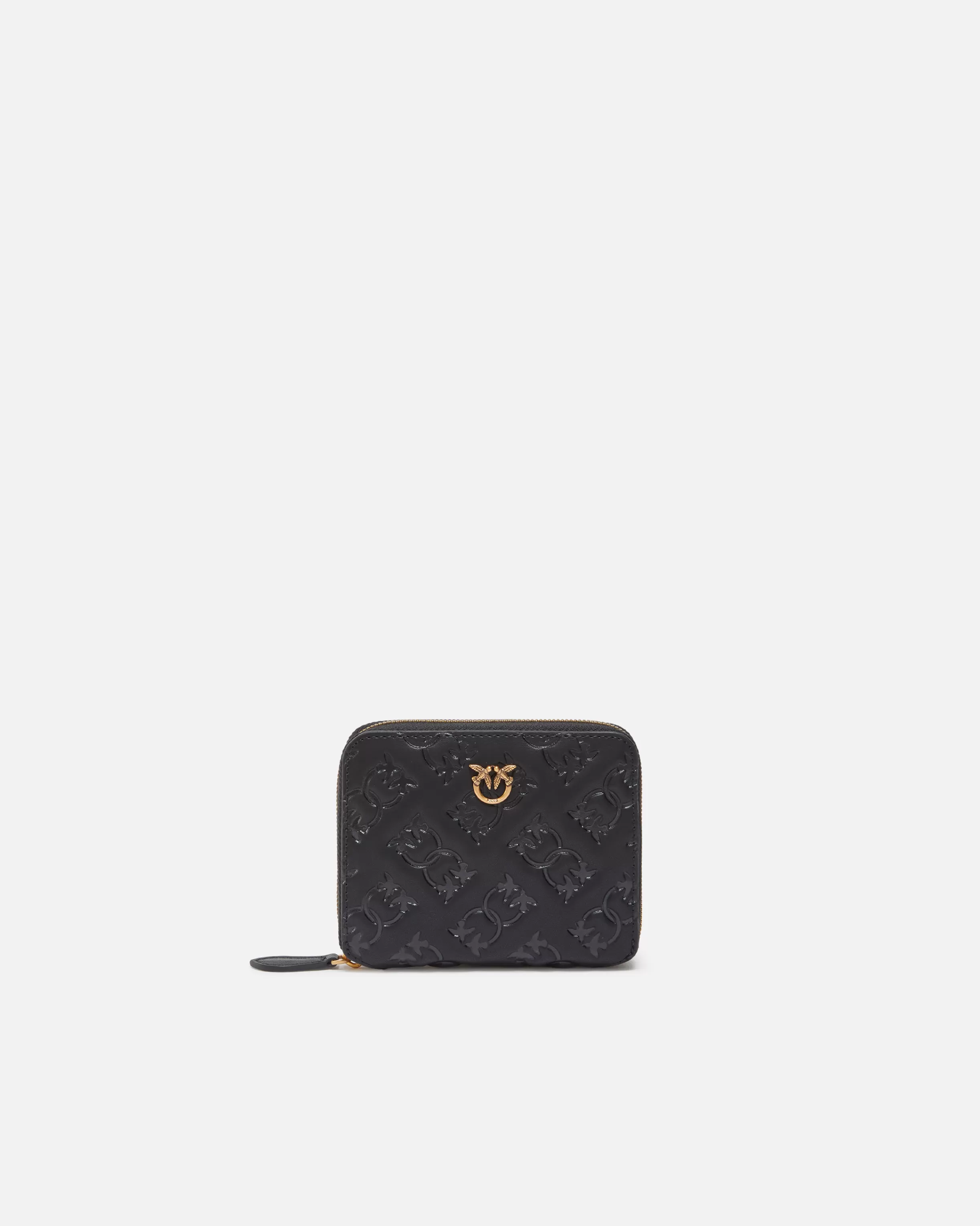 PINKO Square leather wallet with debossed Monogram motif