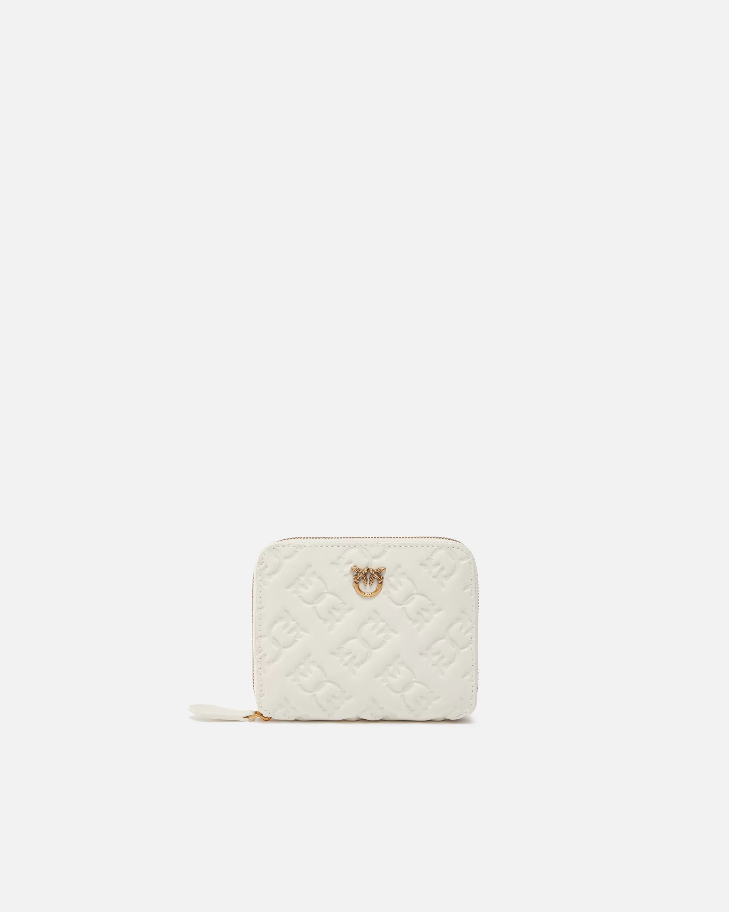 PINKO Square leather wallet with debossed Monogram motif