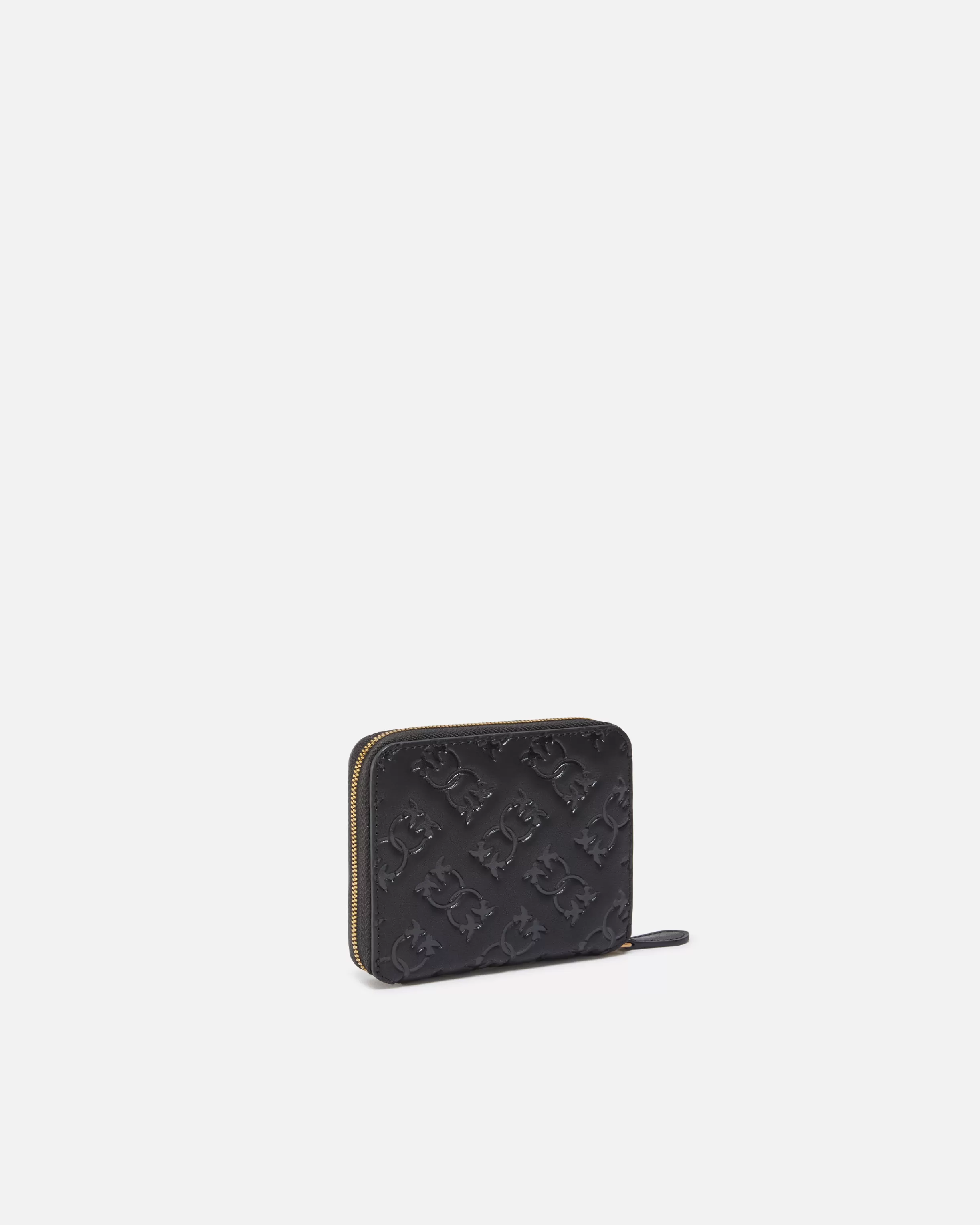 PINKO Square leather wallet with debossed Monogram motif