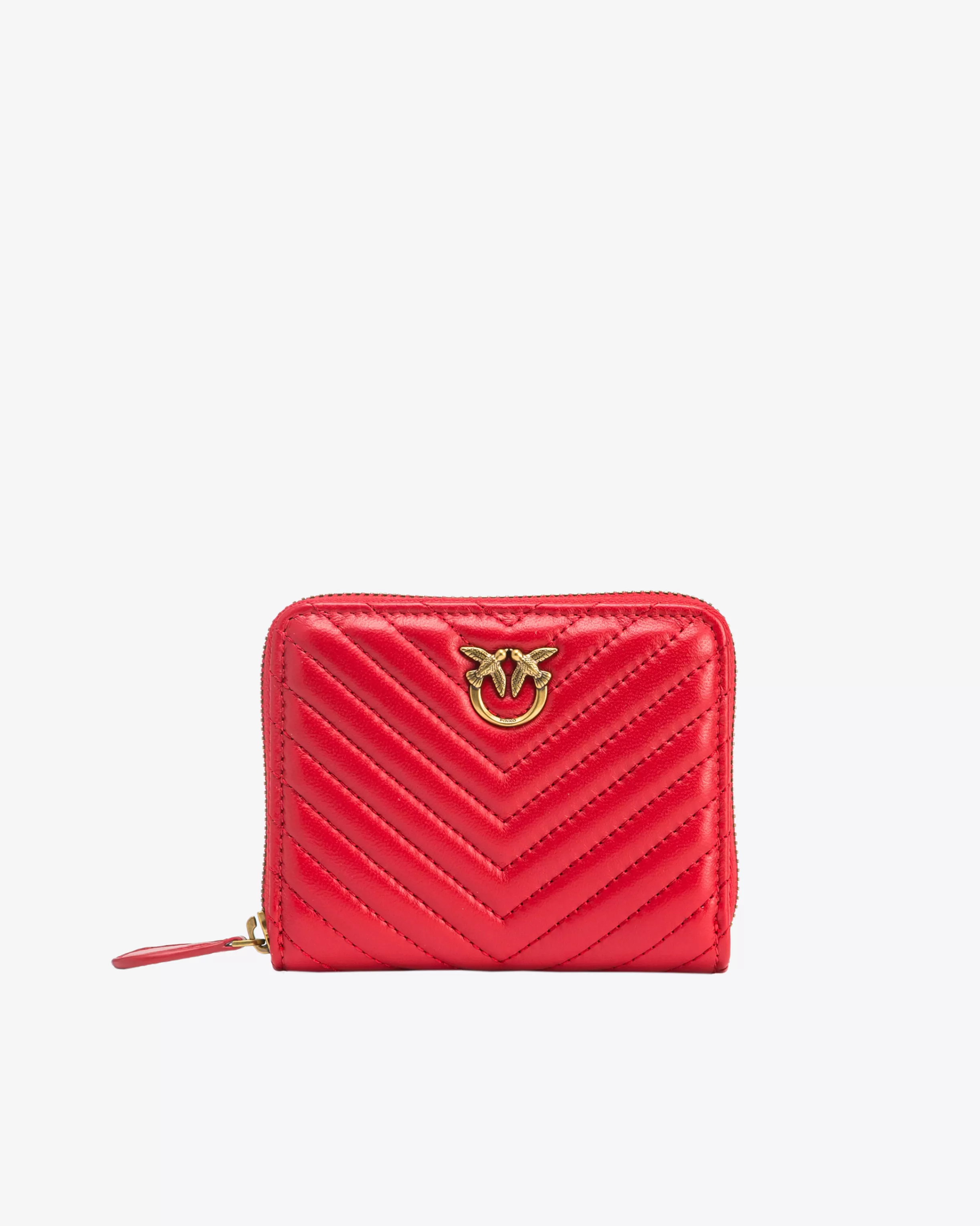 PINKO Square quilted nappa leather zip-around purse