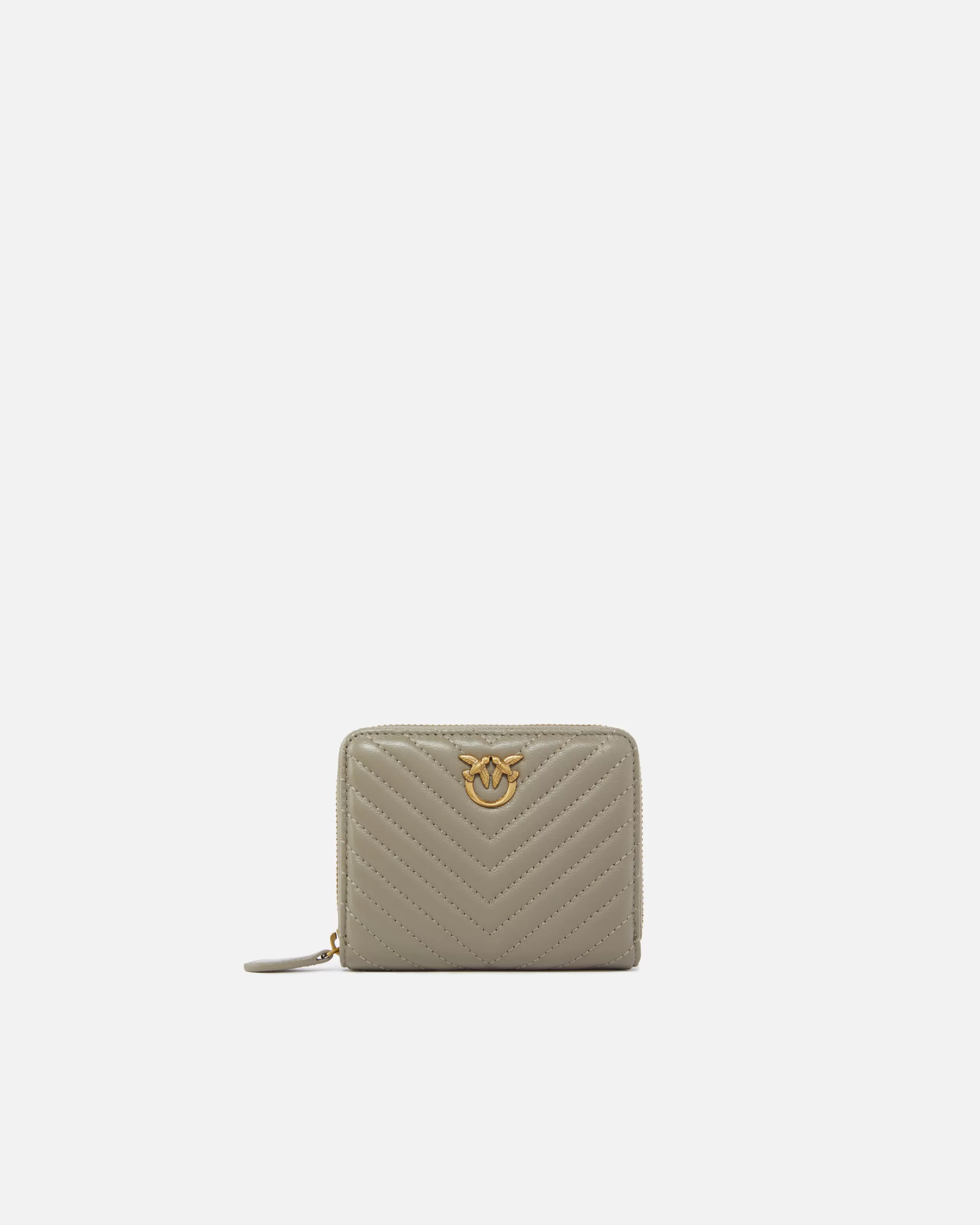 PINKO Square quilted nappa leather zip-around purse