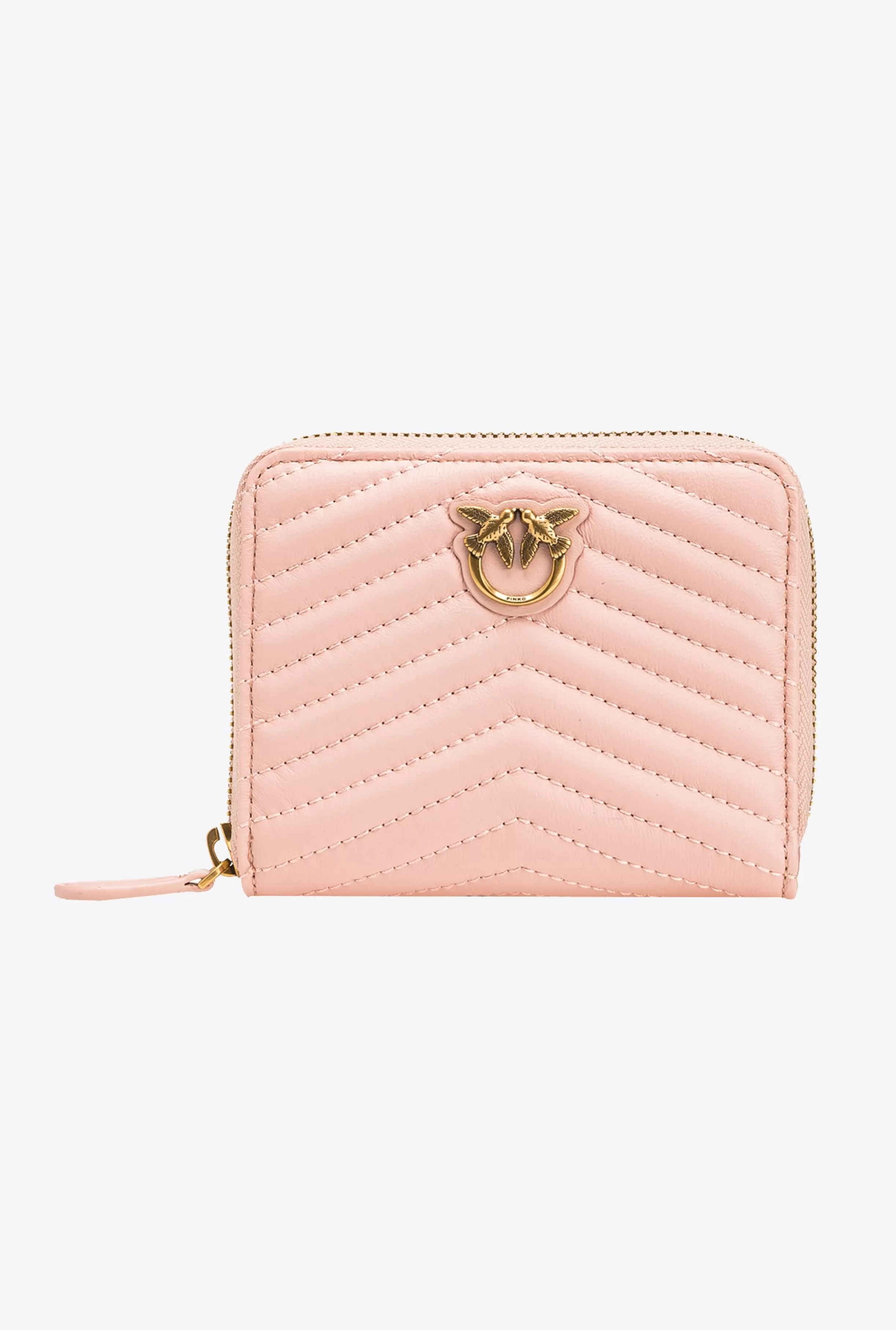 PINKO Square quilted nappa leather zip-around purse