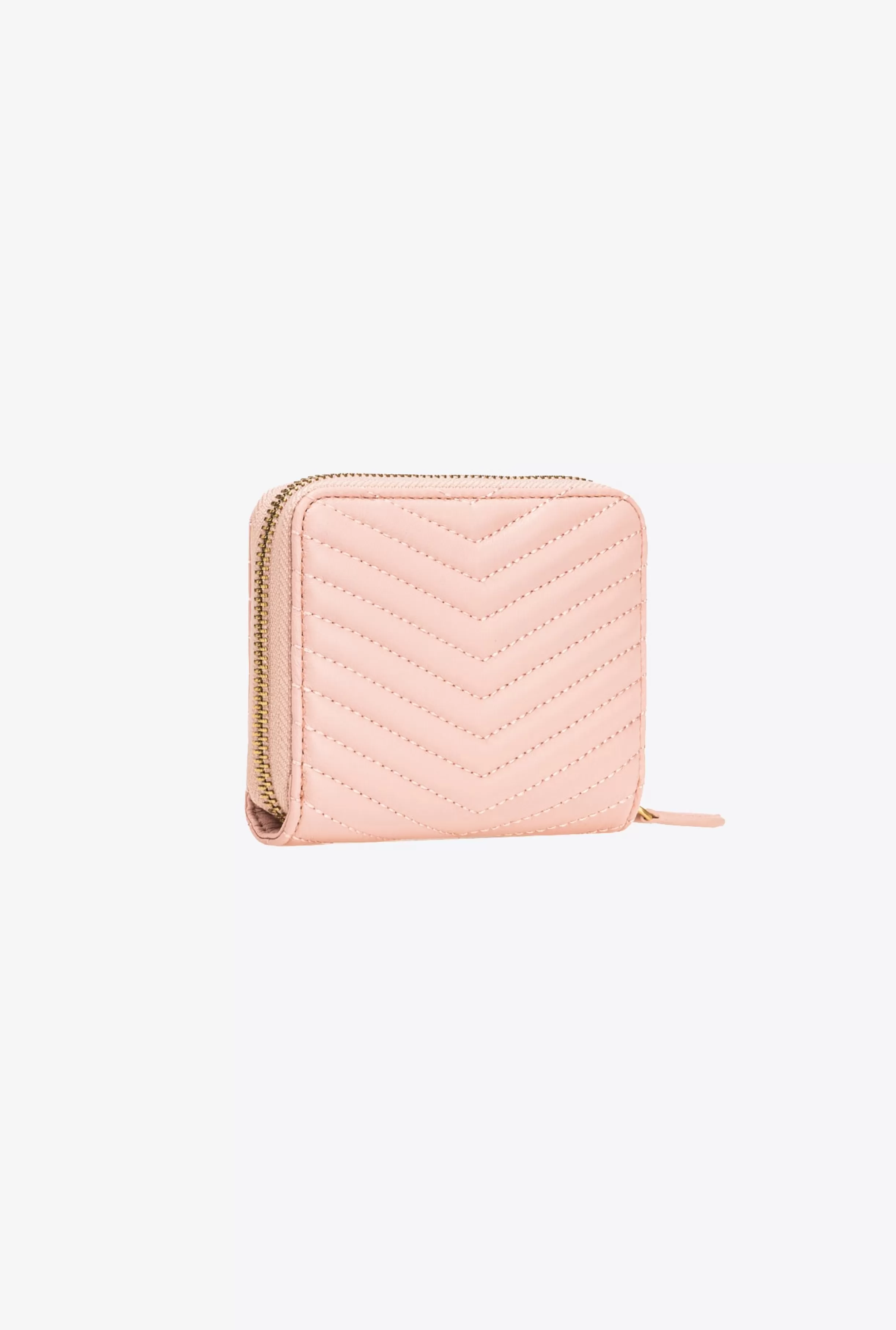 PINKO Square quilted nappa leather zip-around purse