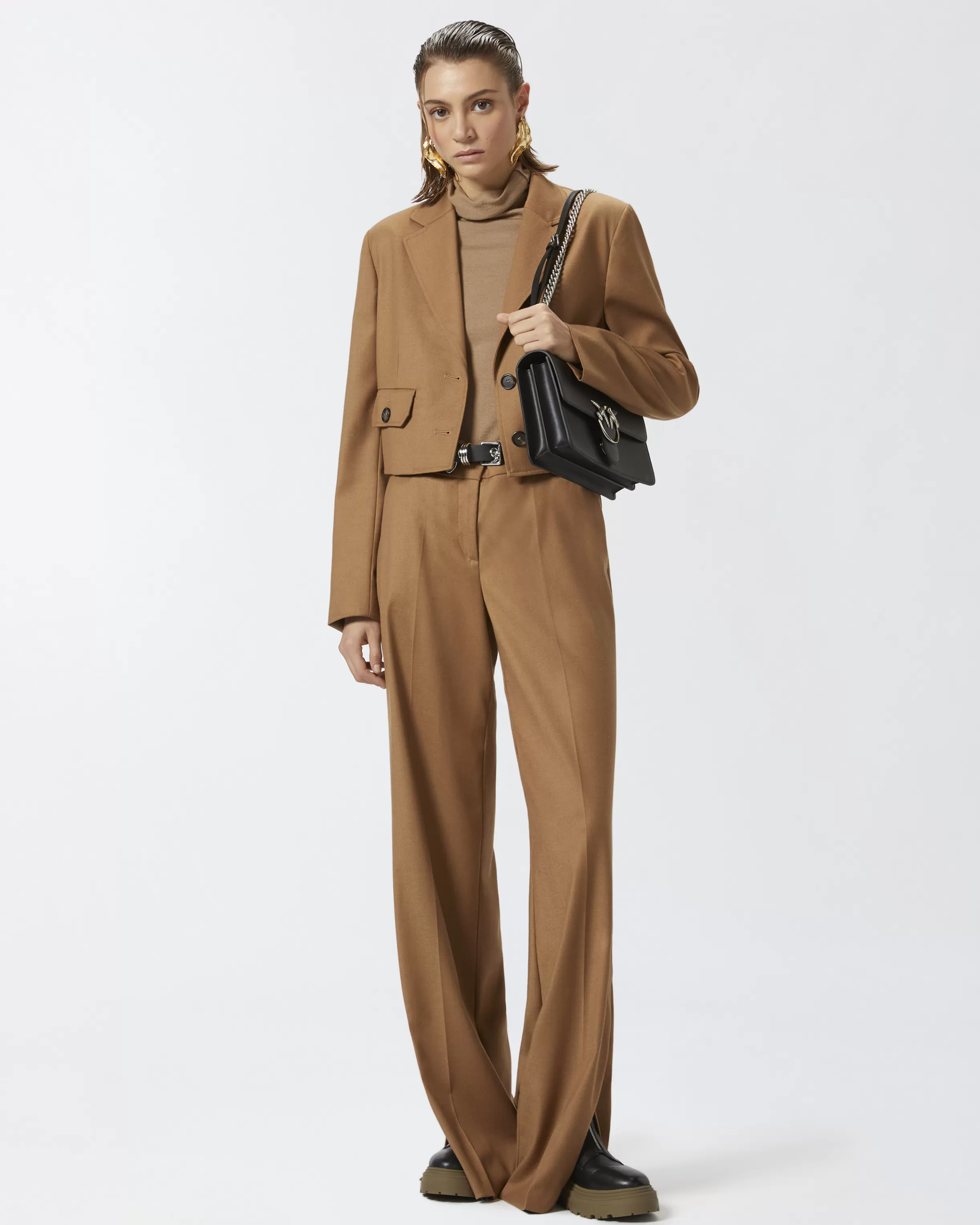 PINKO Stretch wool flannel palazzo trousers