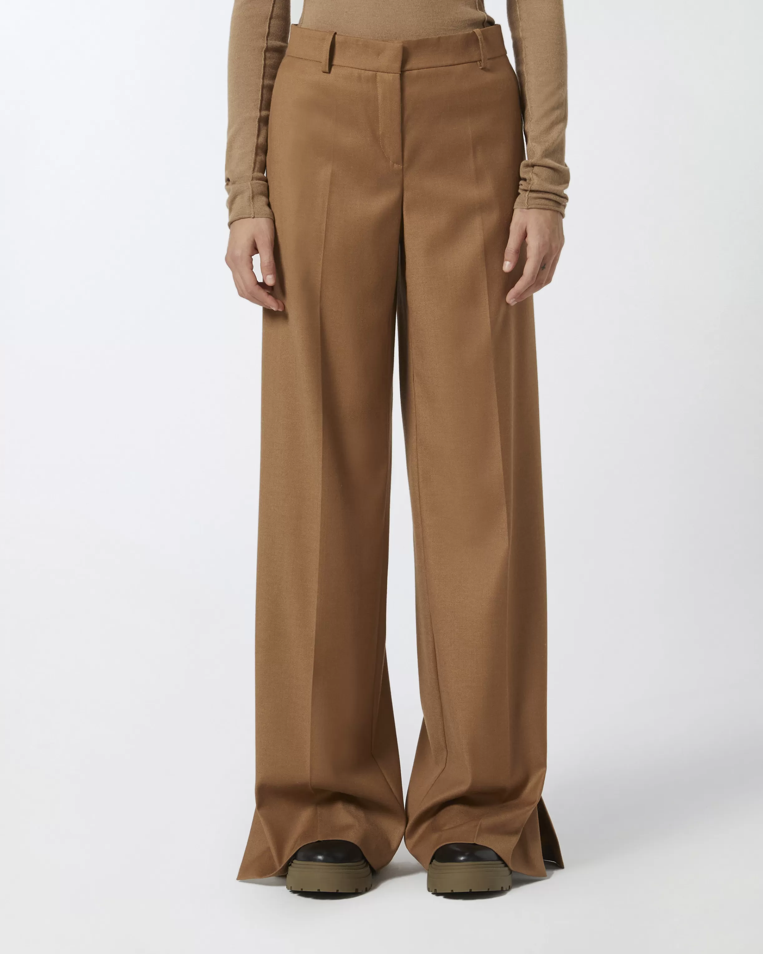 PINKO Stretch wool flannel palazzo trousers