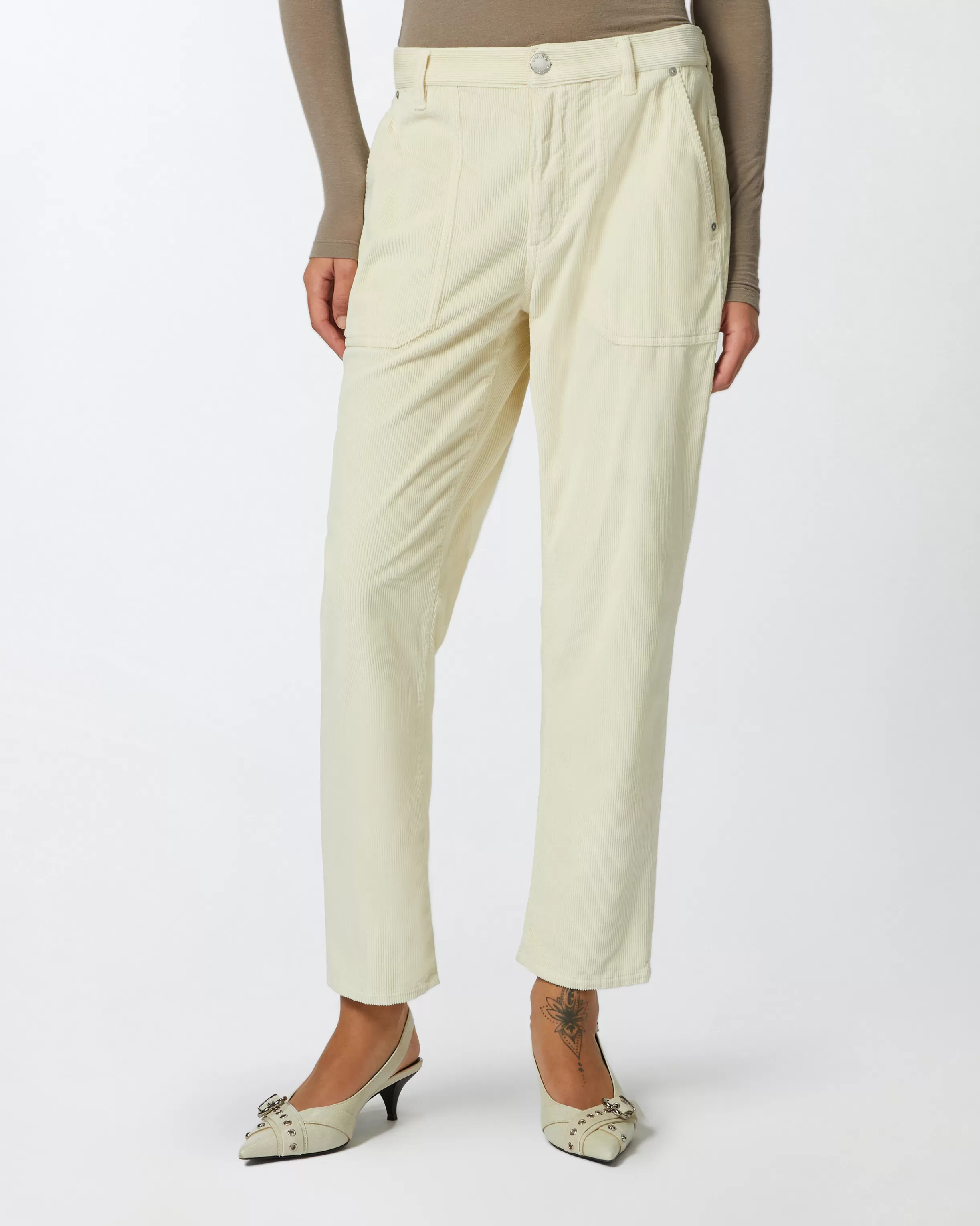 PINKO Striped velvet chinos