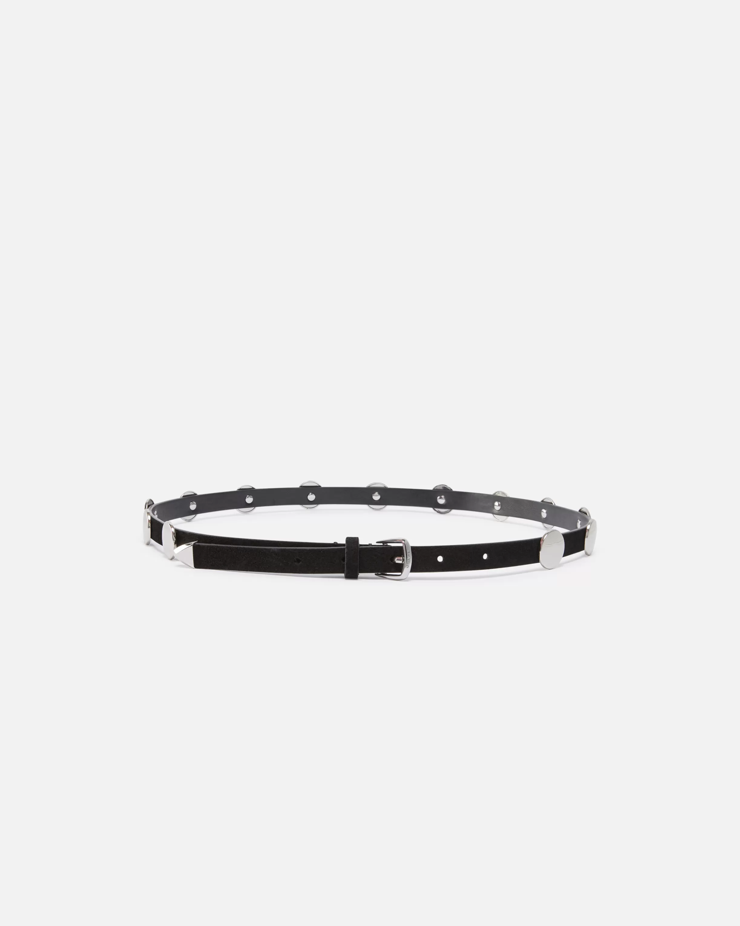 PINKO Suede belt with flat studs, 1.5cm