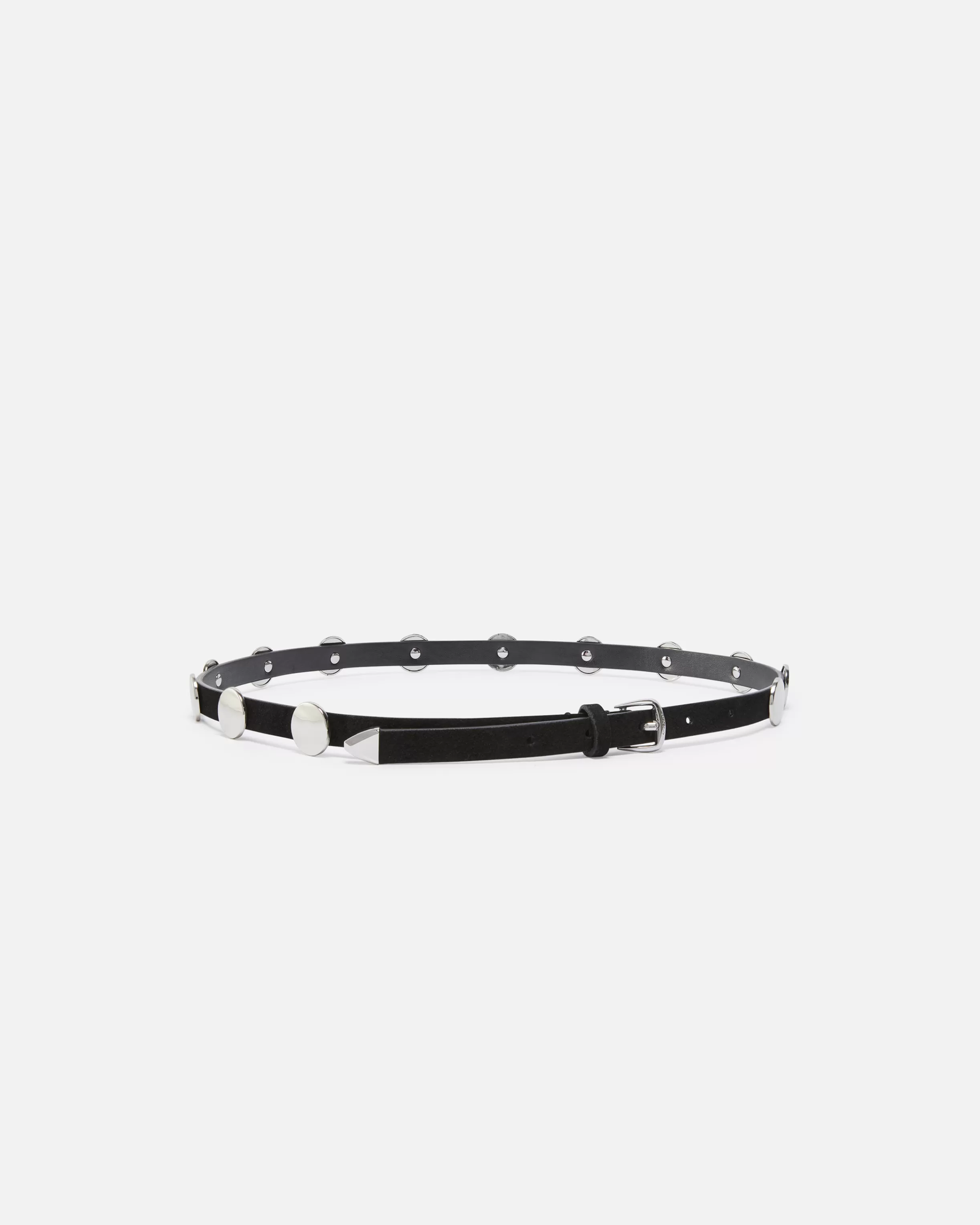 PINKO Suede belt with flat studs, 1.5cm