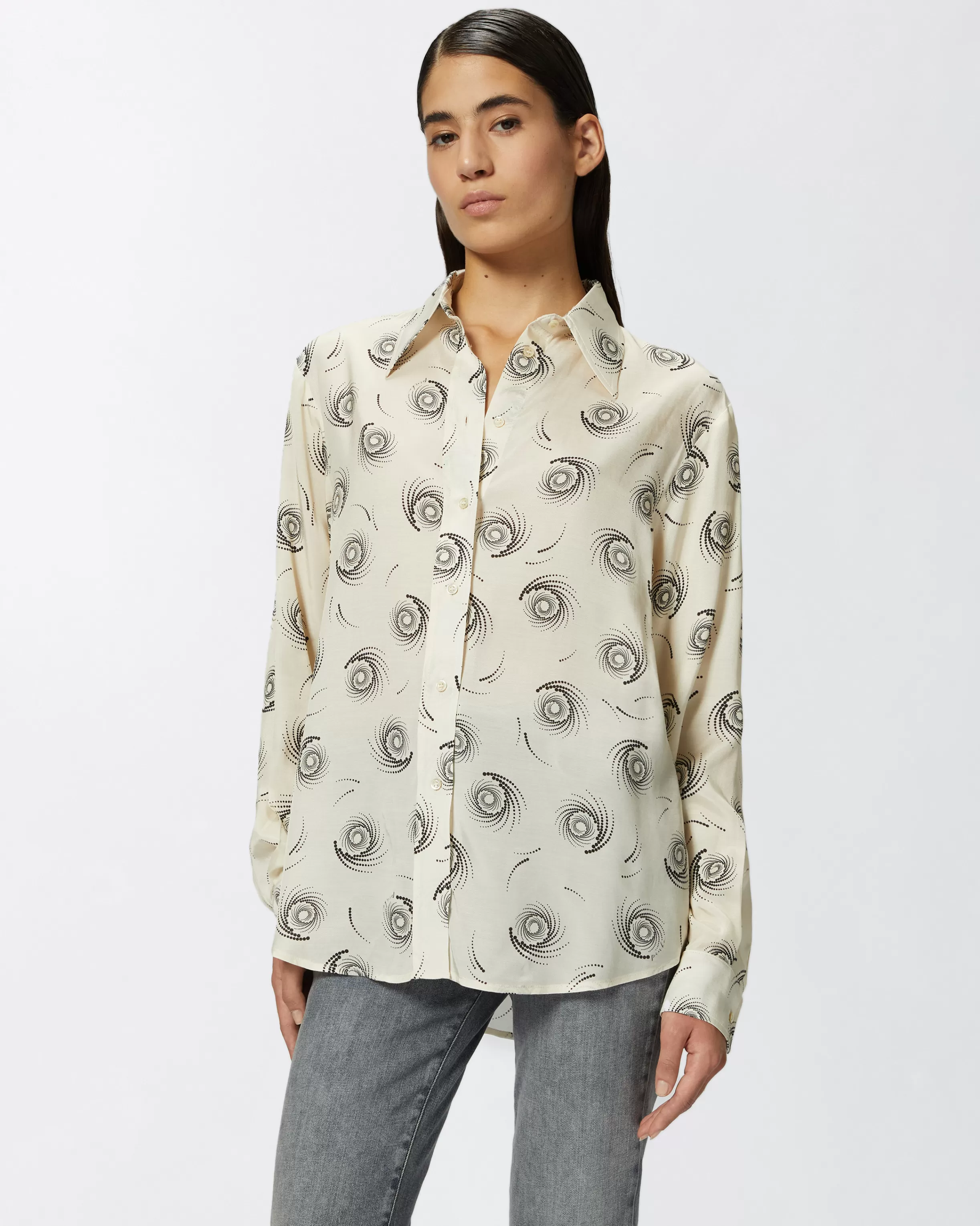 PINKO Swirl-print twill shirt