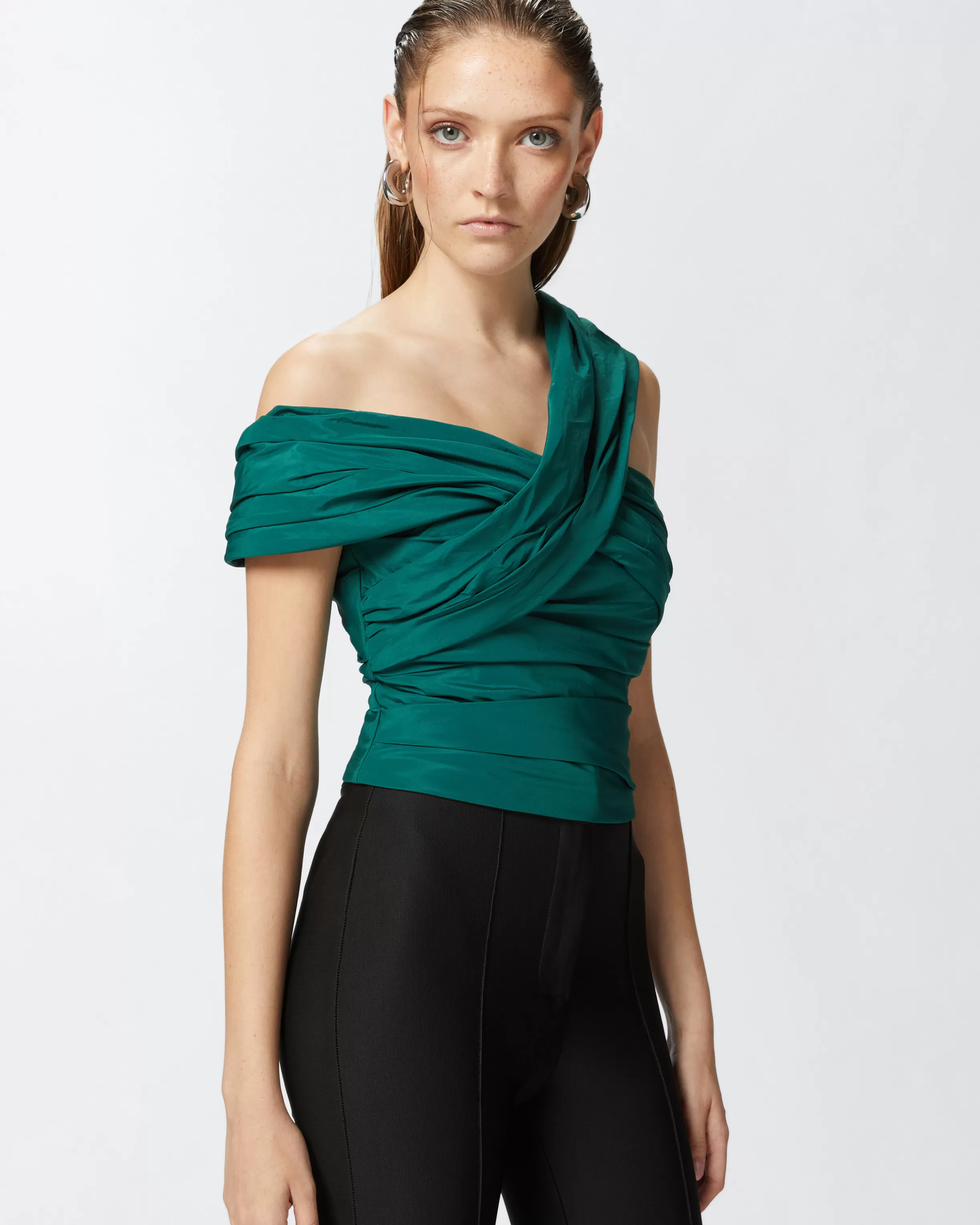 PINKO Taffeta crop top with crossover