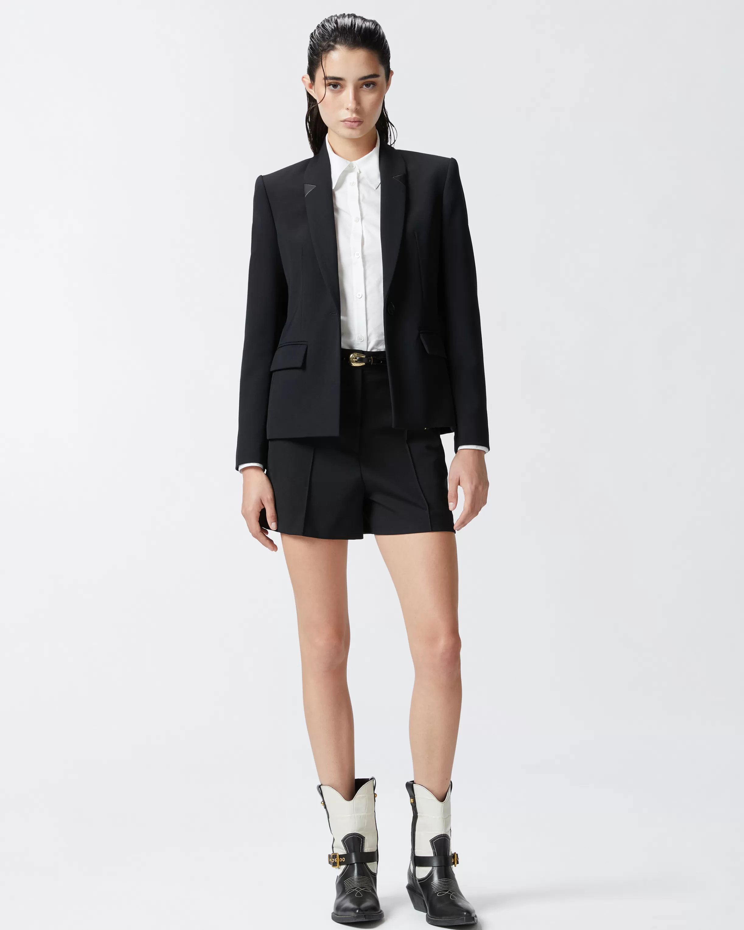 PINKO Tailored wool twill shorts with crease detail