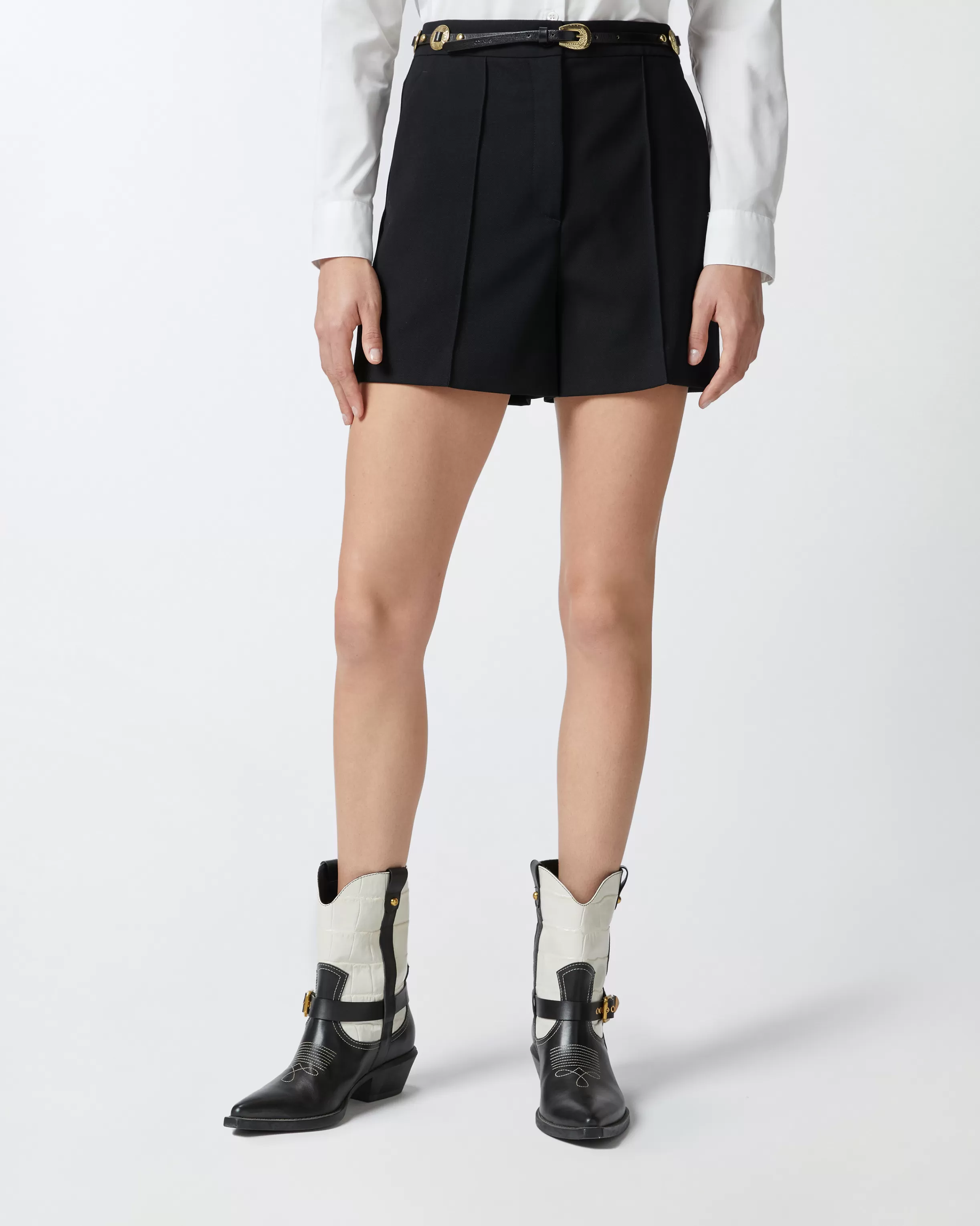 PINKO Tailored wool twill shorts with crease detail