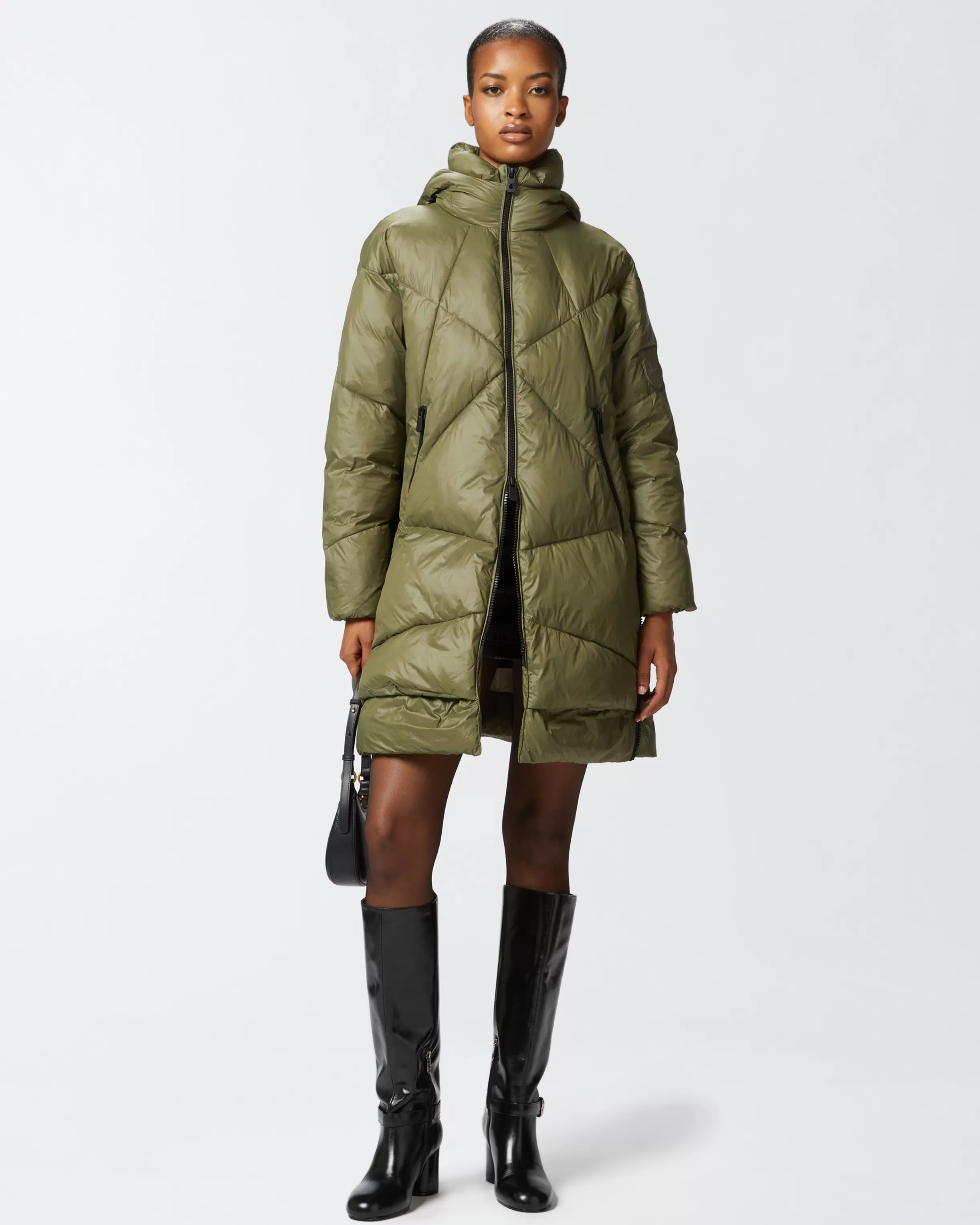 PINKO Technical canvas padded puffer jacket with hood