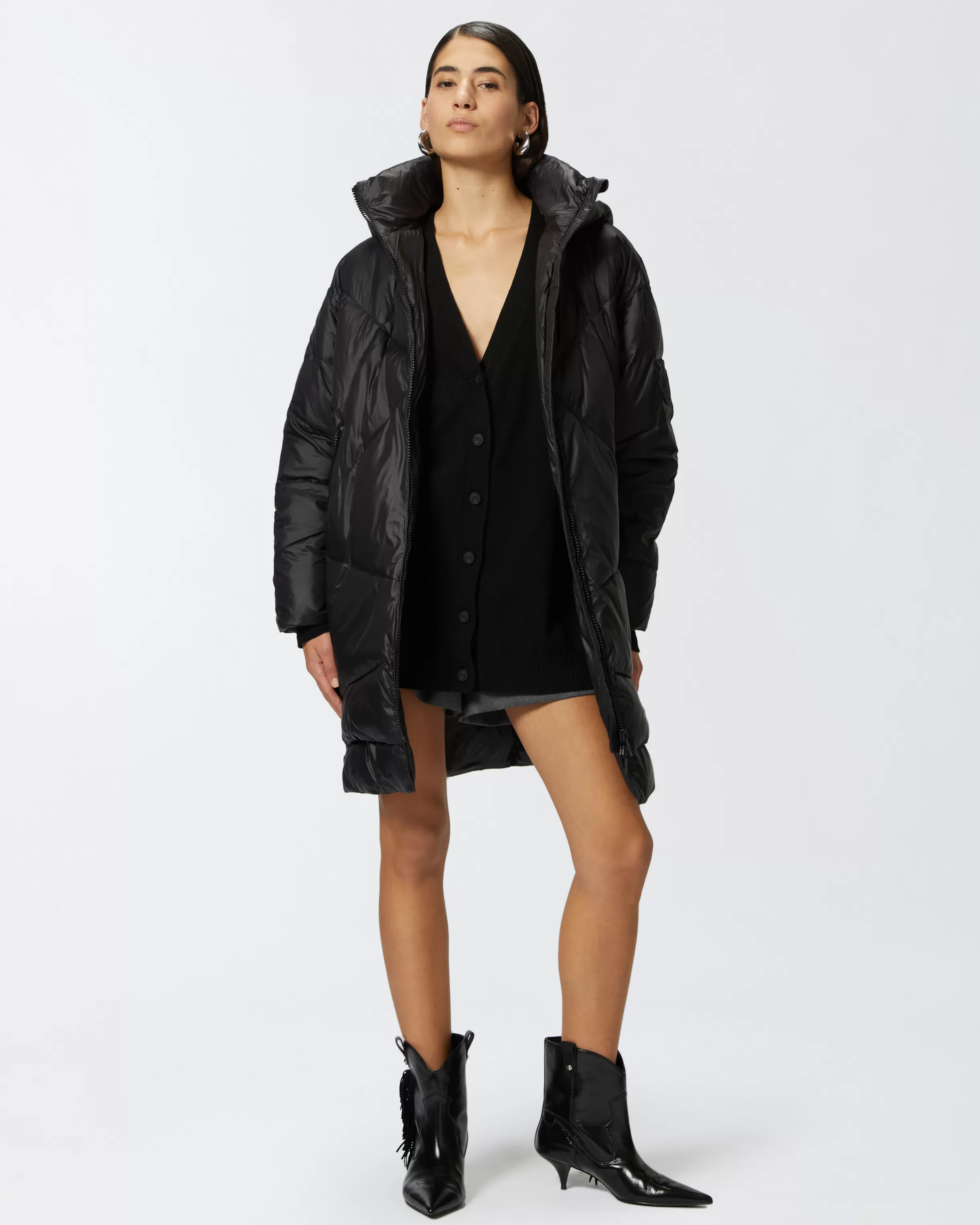 PINKO Technical canvas padded puffer jacket with hood