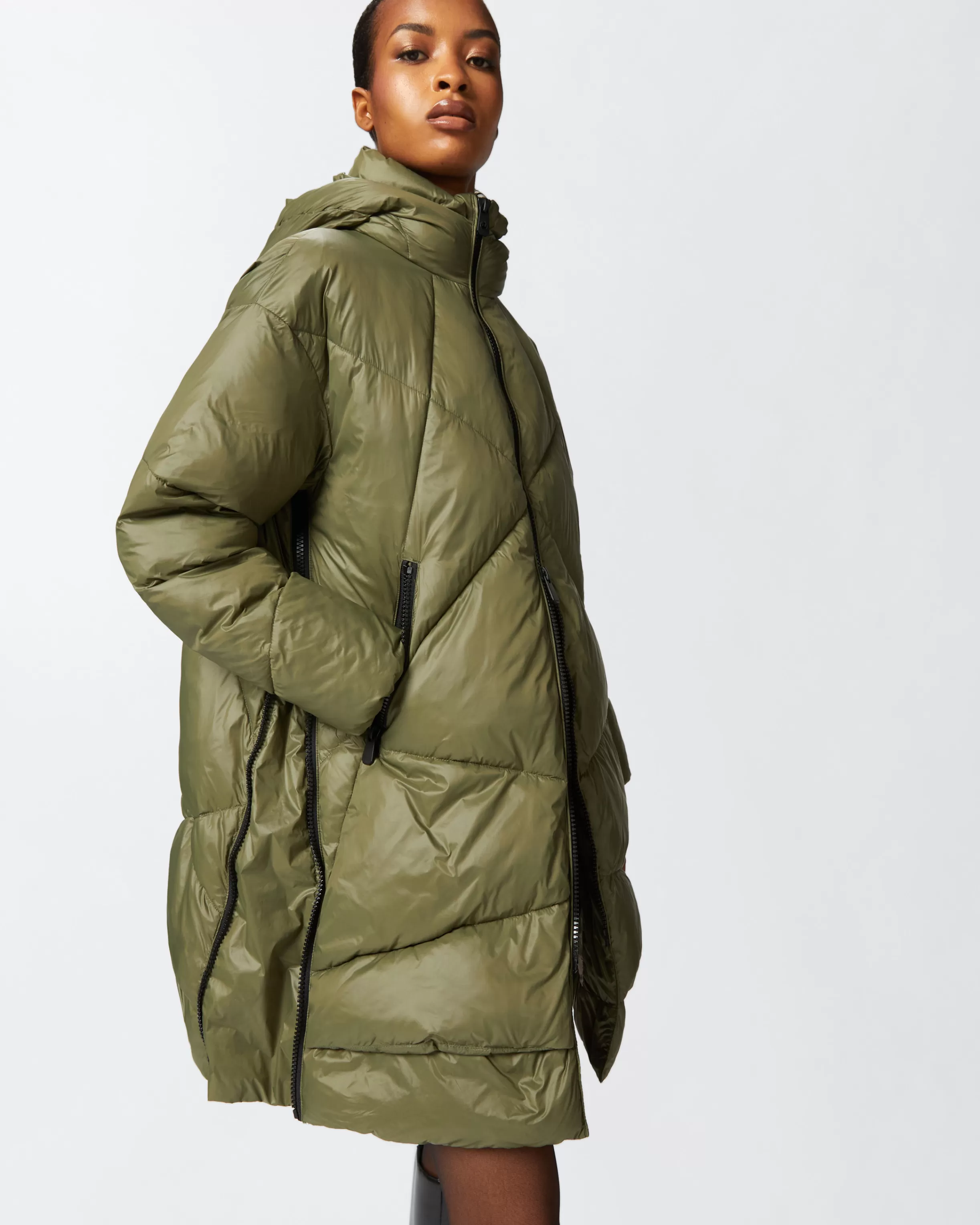 PINKO Technical canvas padded puffer jacket with hood