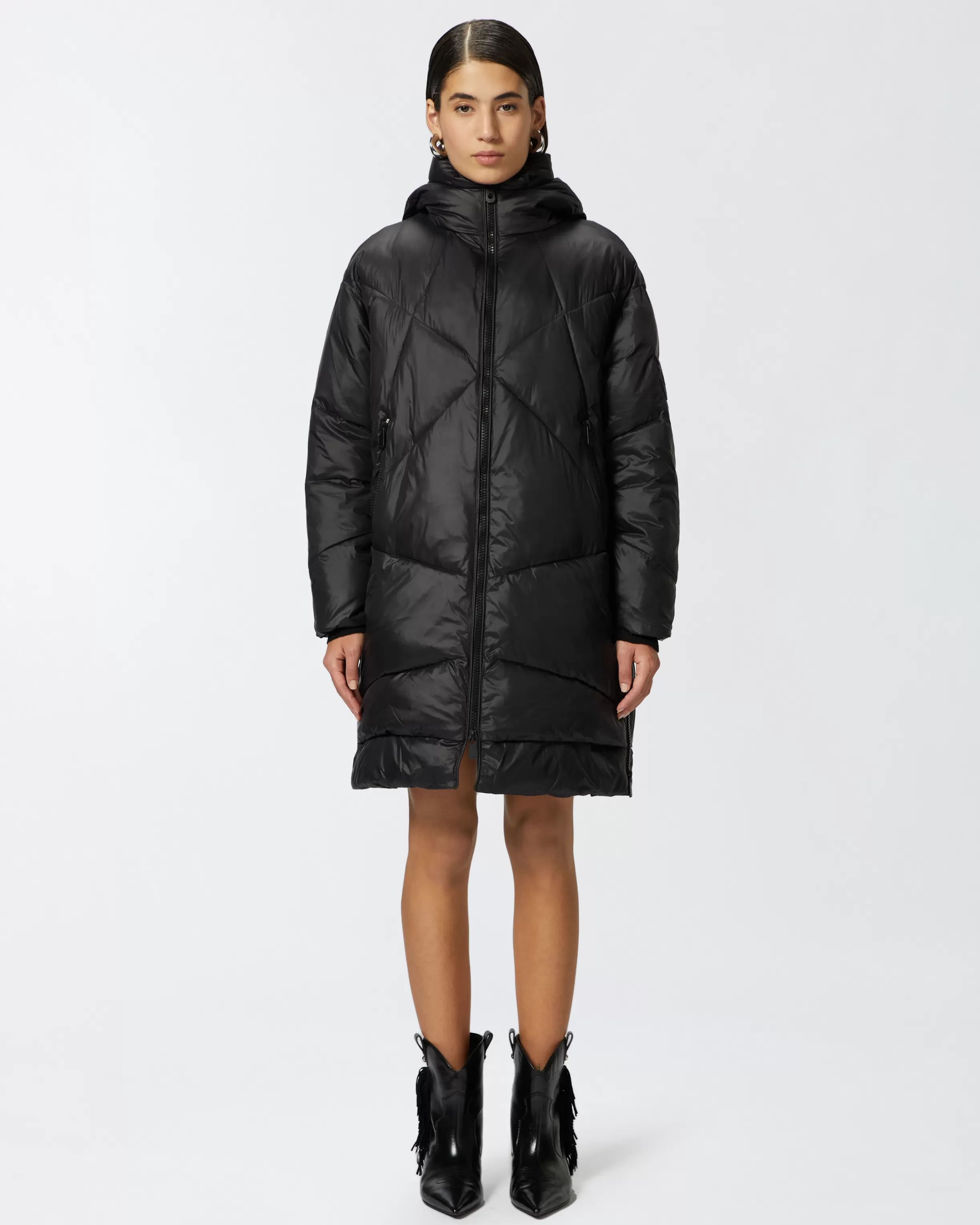 PINKO Technical canvas padded puffer jacket with hood