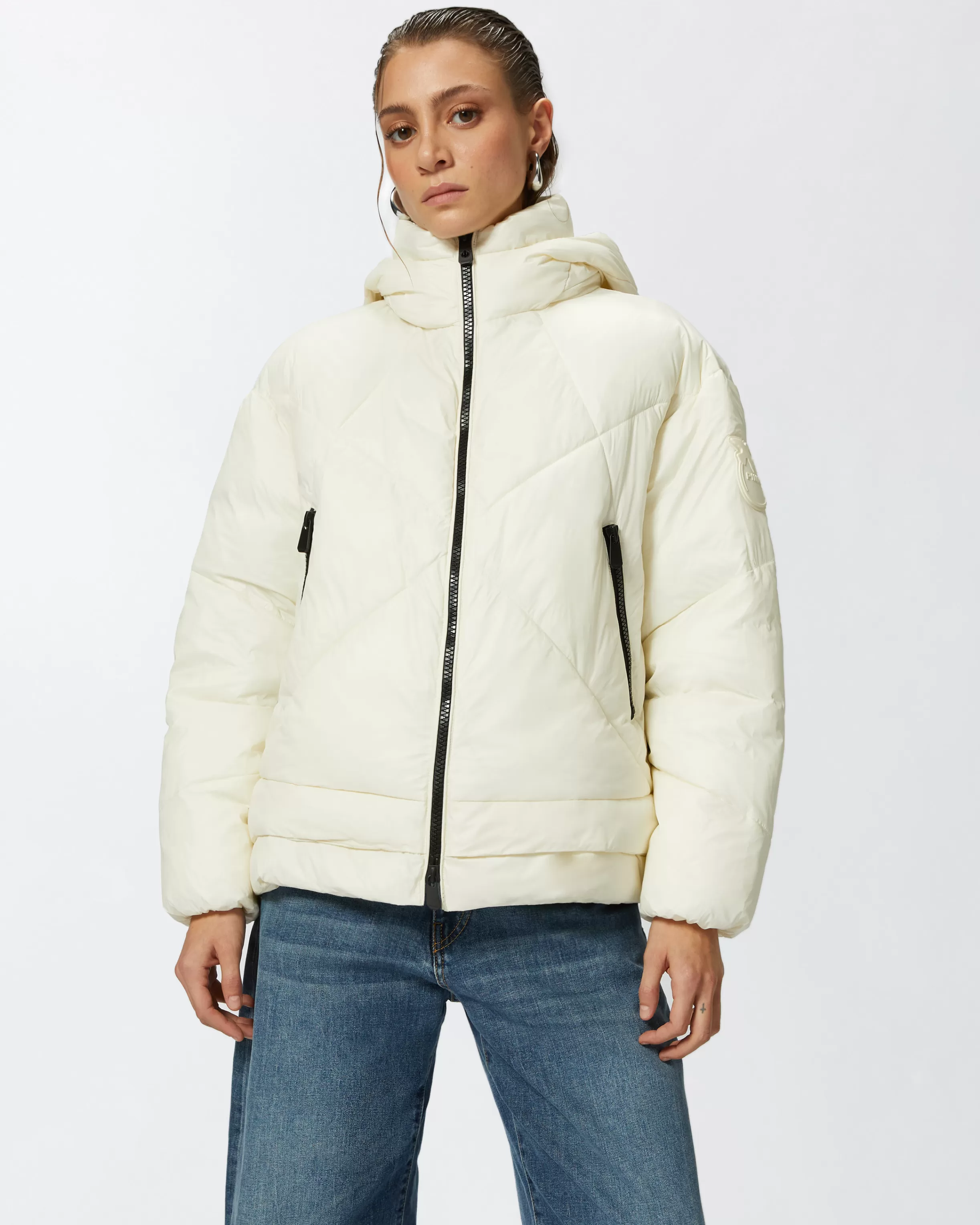 PINKO Technical canvas padded puffer with hood