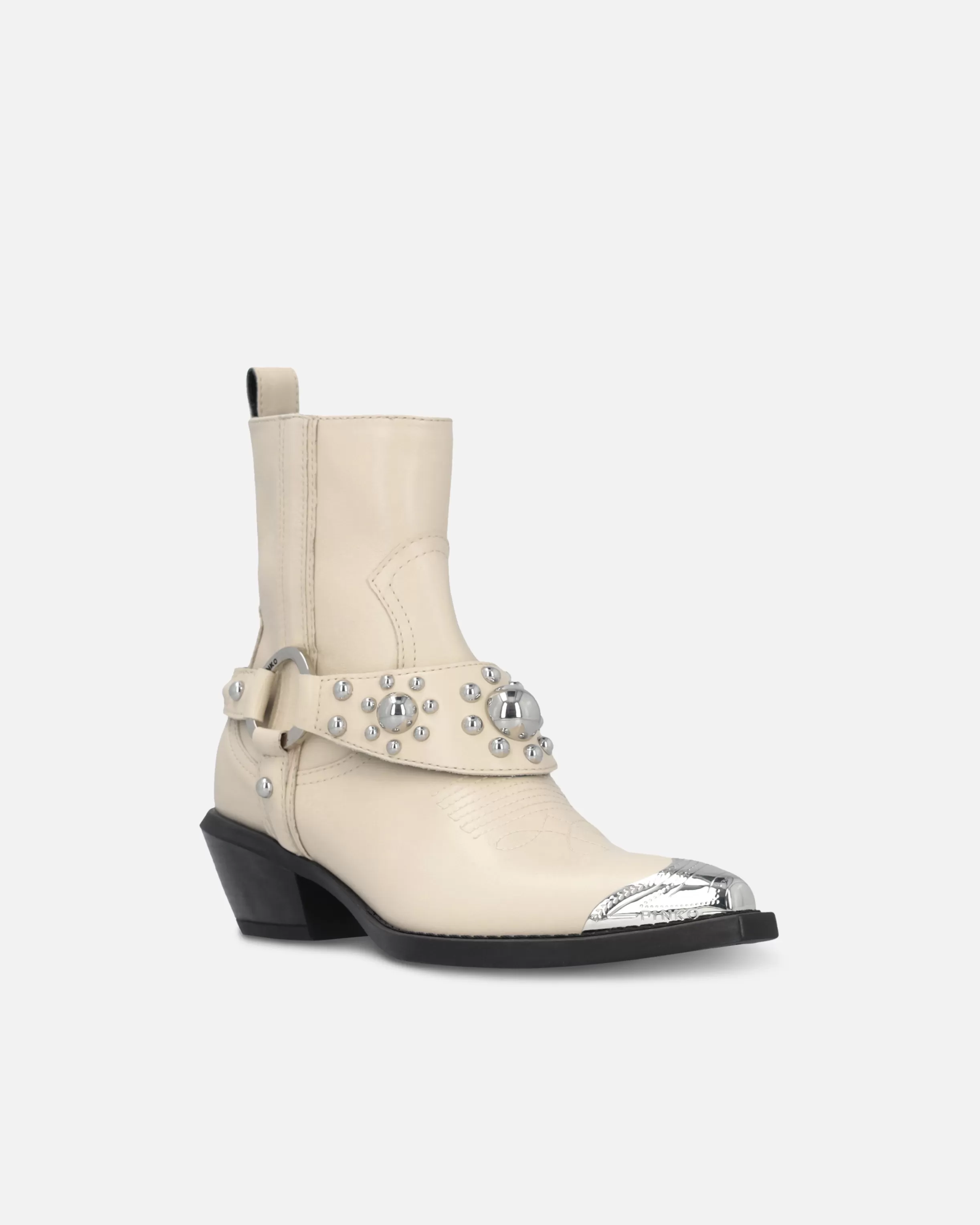 PINKO Texan-style ankle boots with metal toe