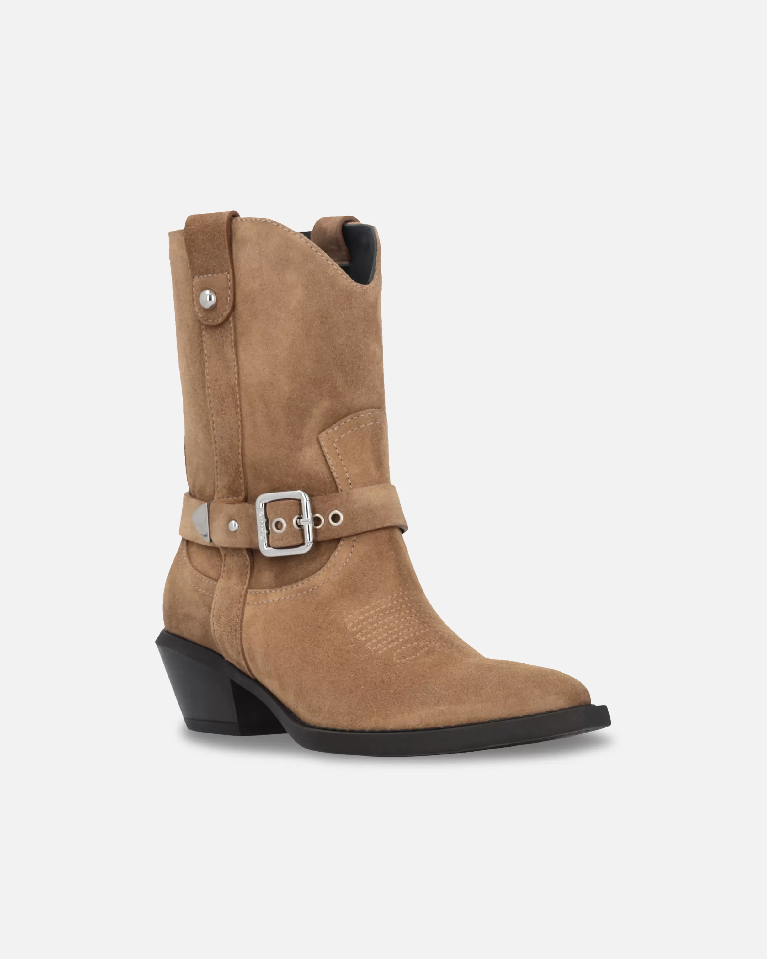 PINKO Texan-style suede ankle boots with heel