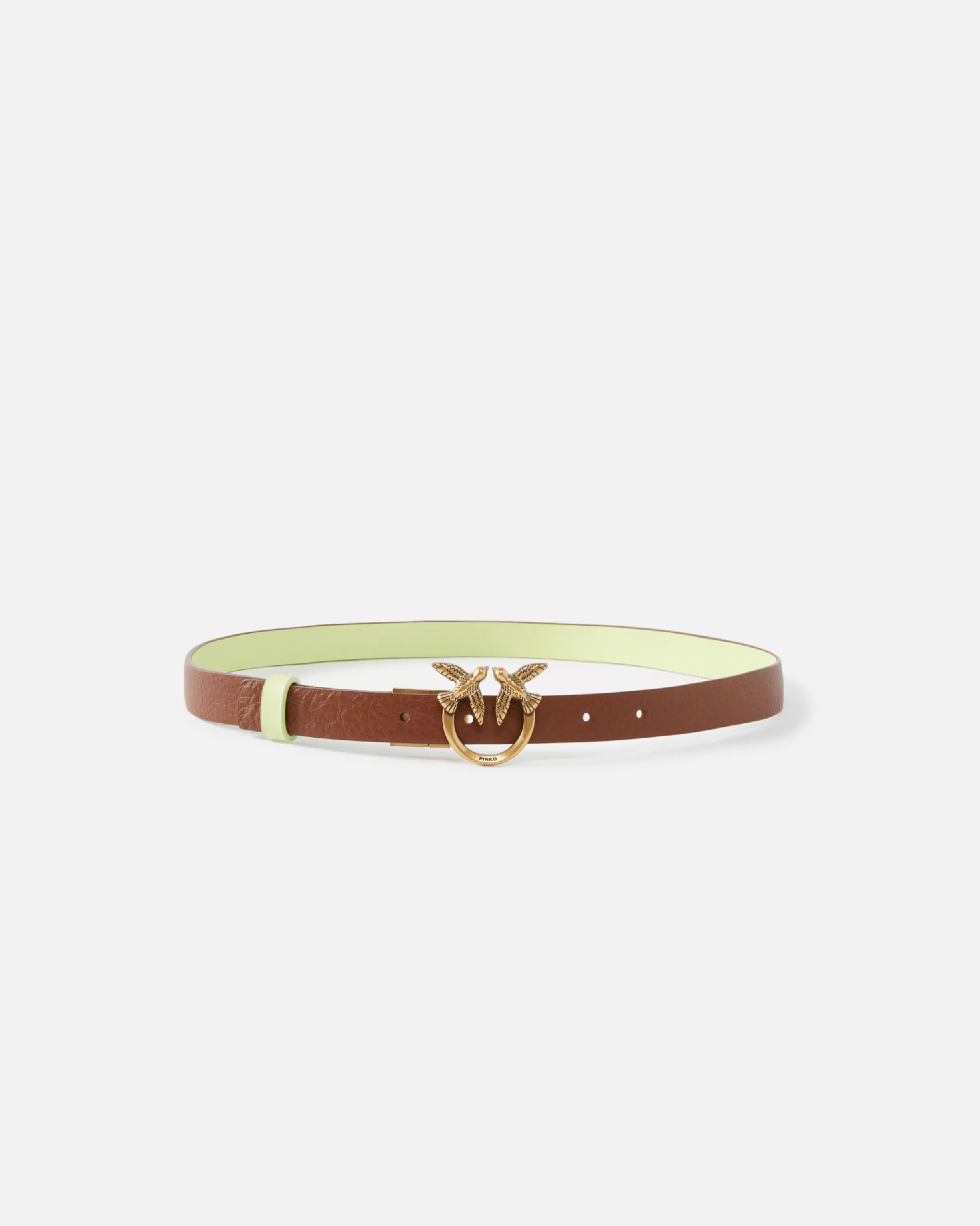 PINKO Thin double-face leather belt with buckle, 2cm