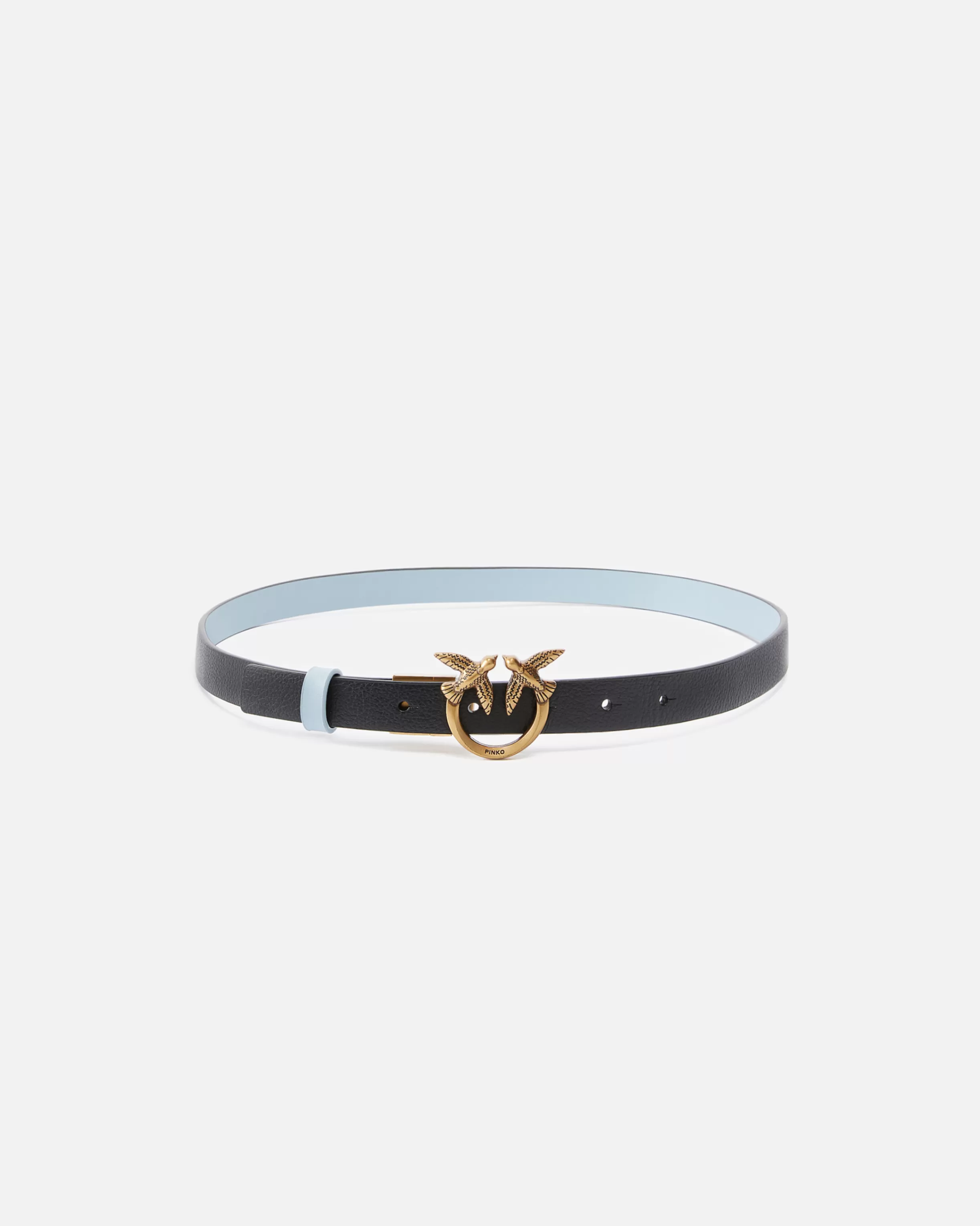 PINKO Thin double-face leather belt with buckle, 2cm