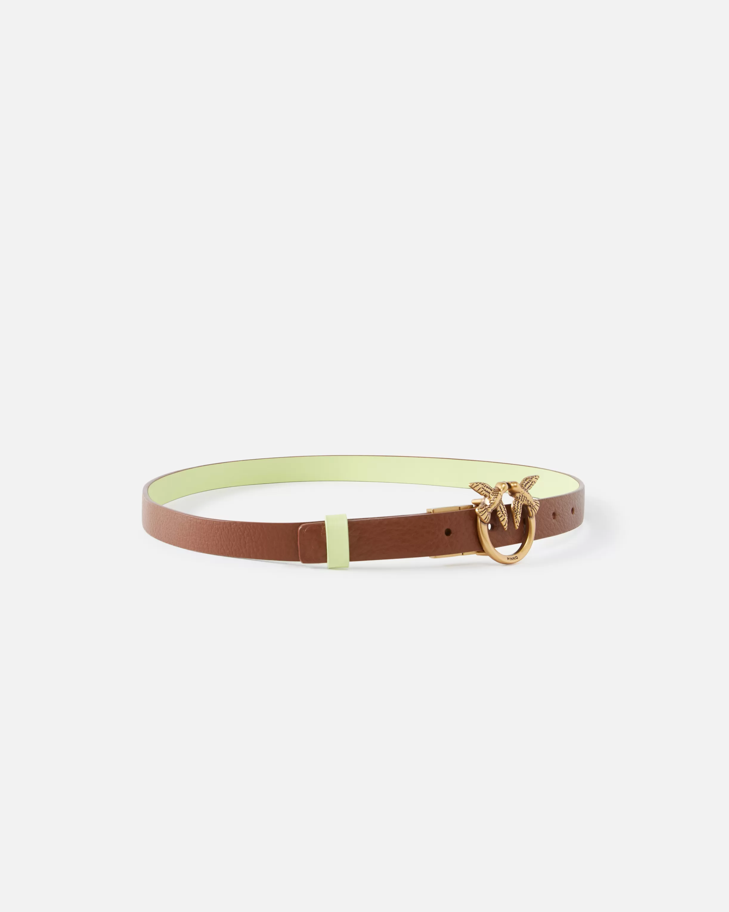 PINKO Thin double-face leather belt with buckle, 2cm