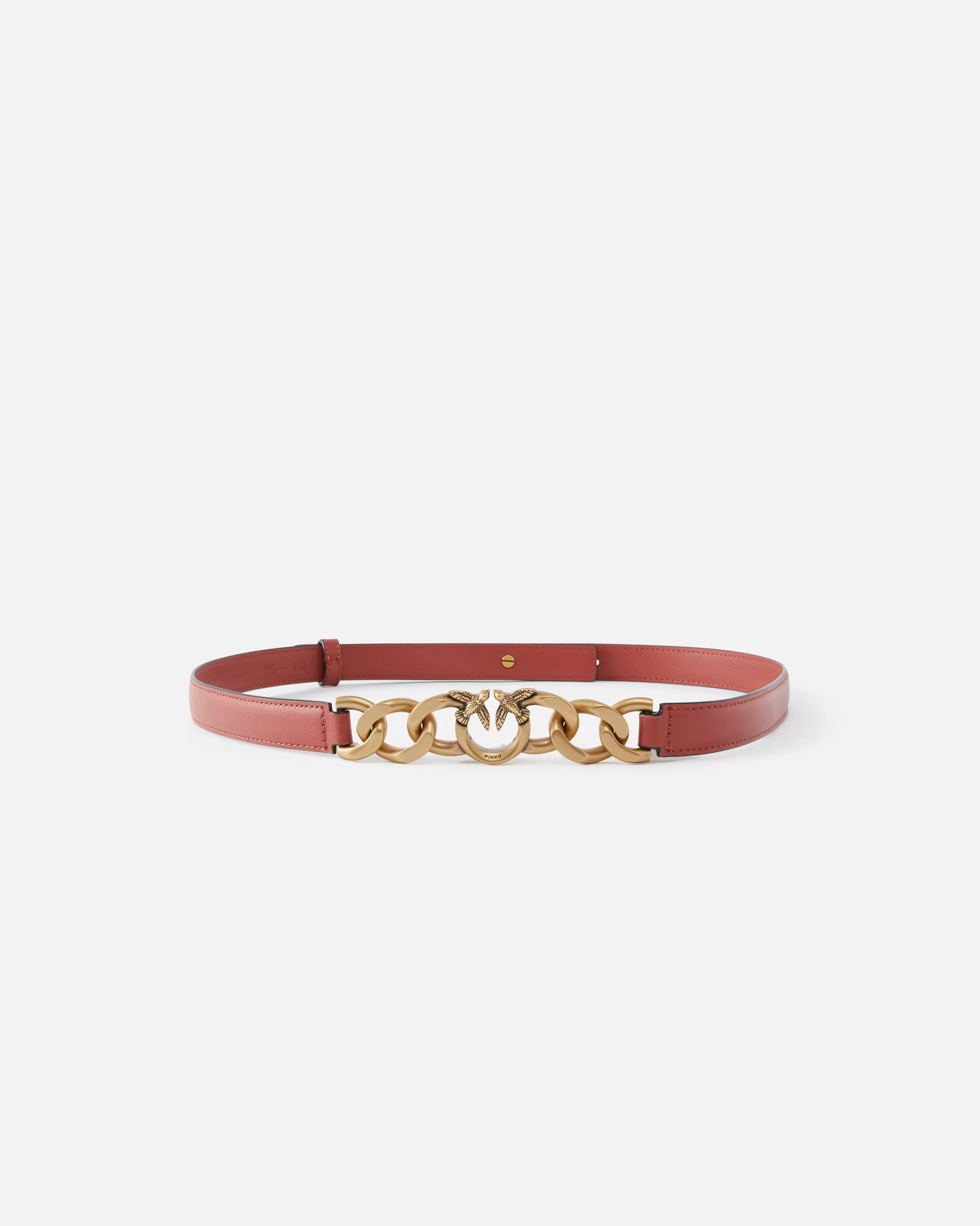 PINKO Thin leather 2 cm belt with chain