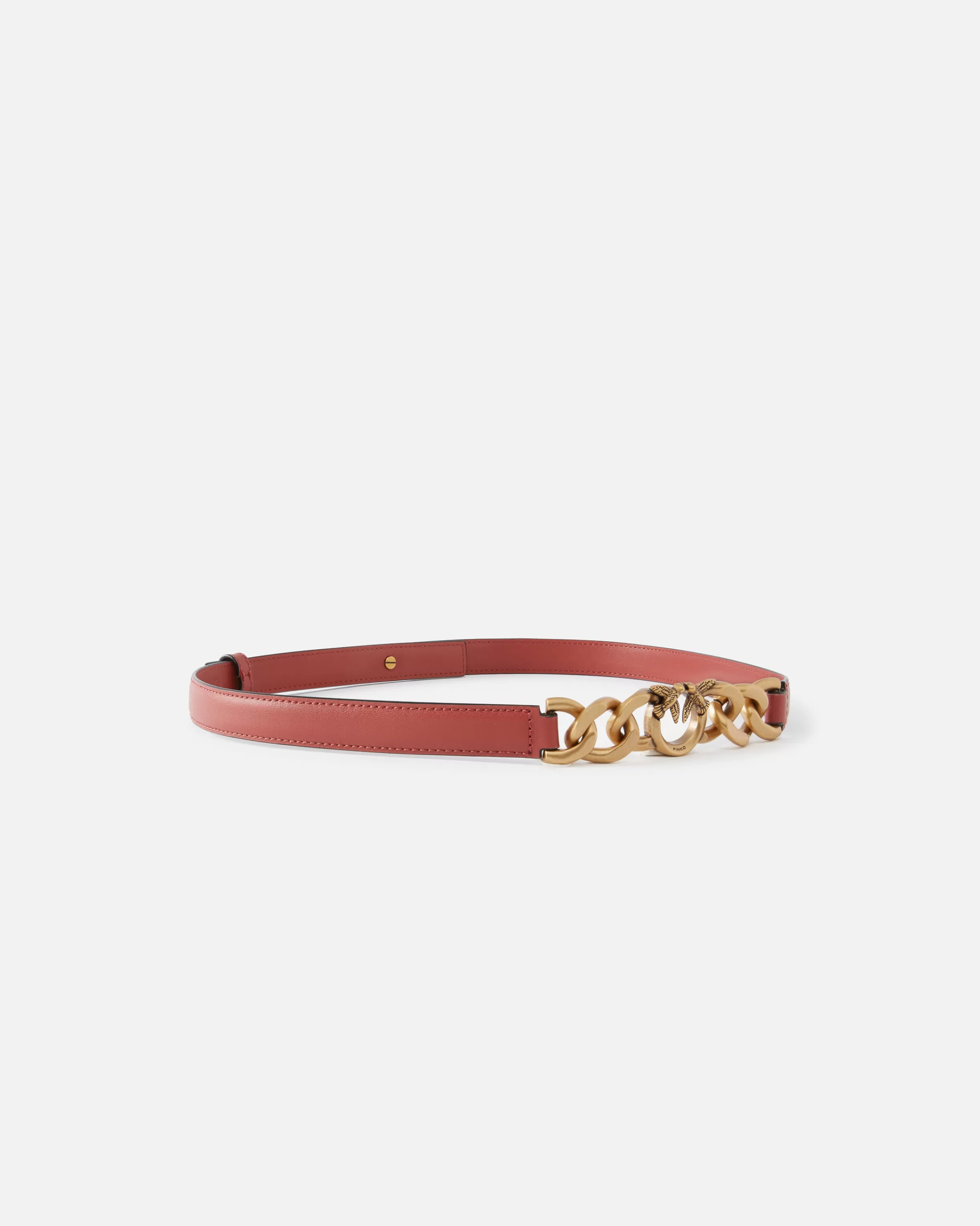 PINKO Thin leather 2 cm belt with chain