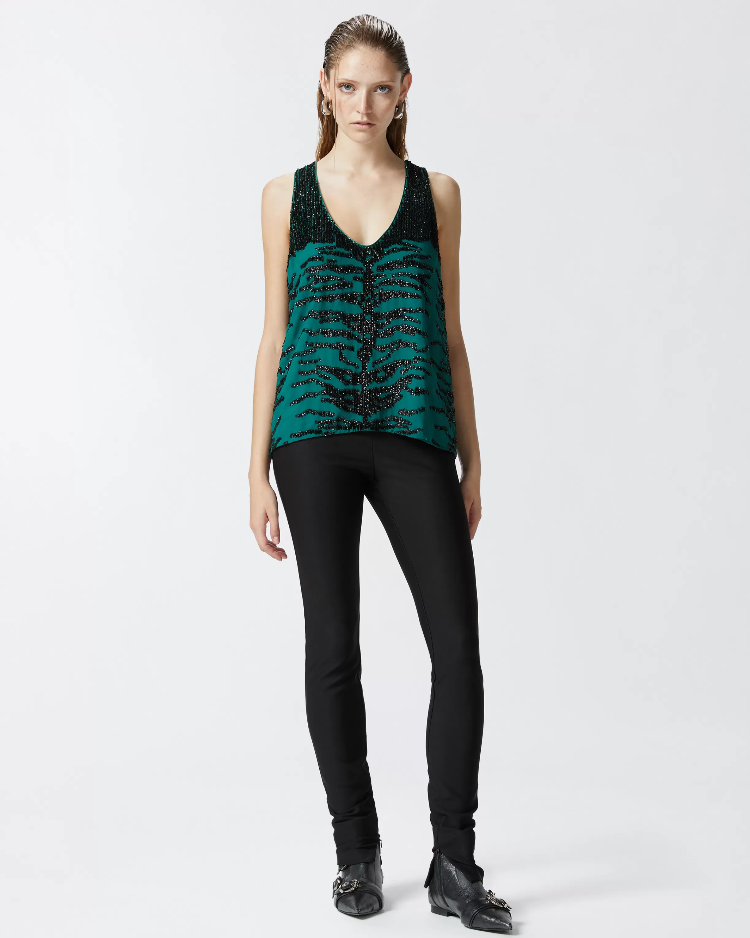 PINKO Top with zebra sequin embroidery