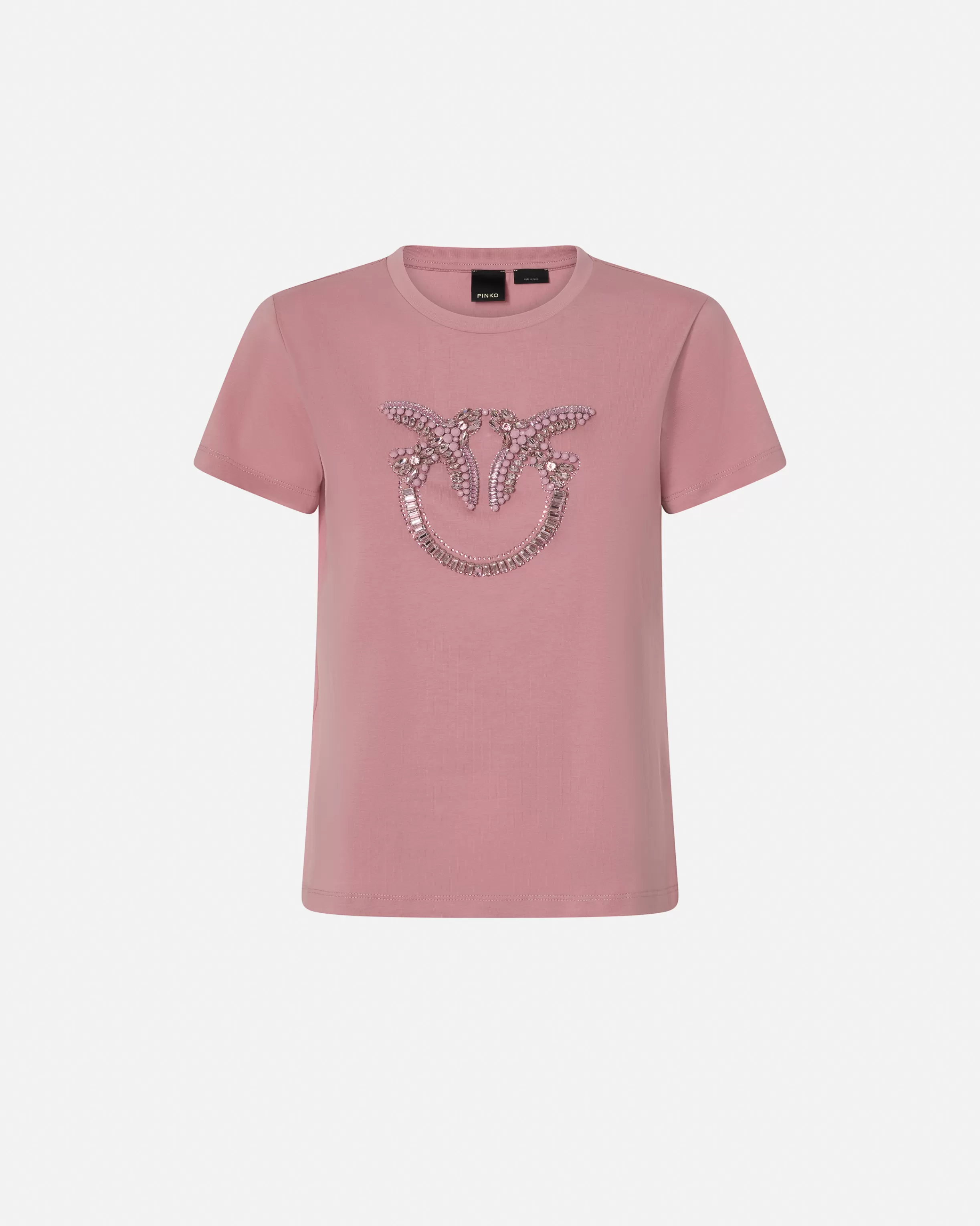 PINKO T-shirt with crystal-embroidered Love Birds logo