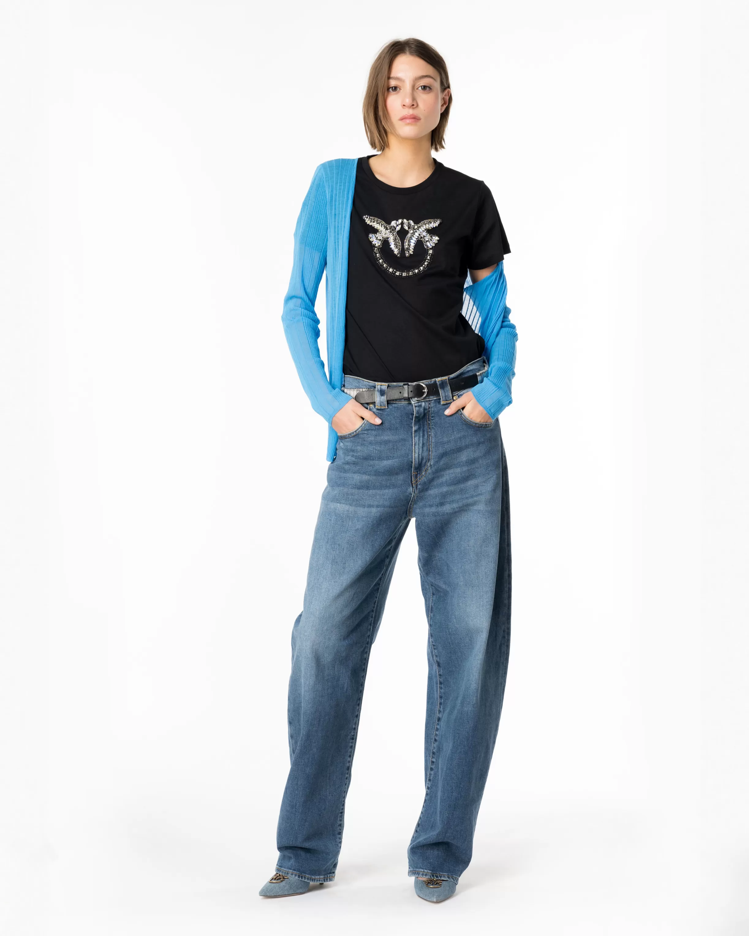 PINKO T-shirt with Love Birds embroidery