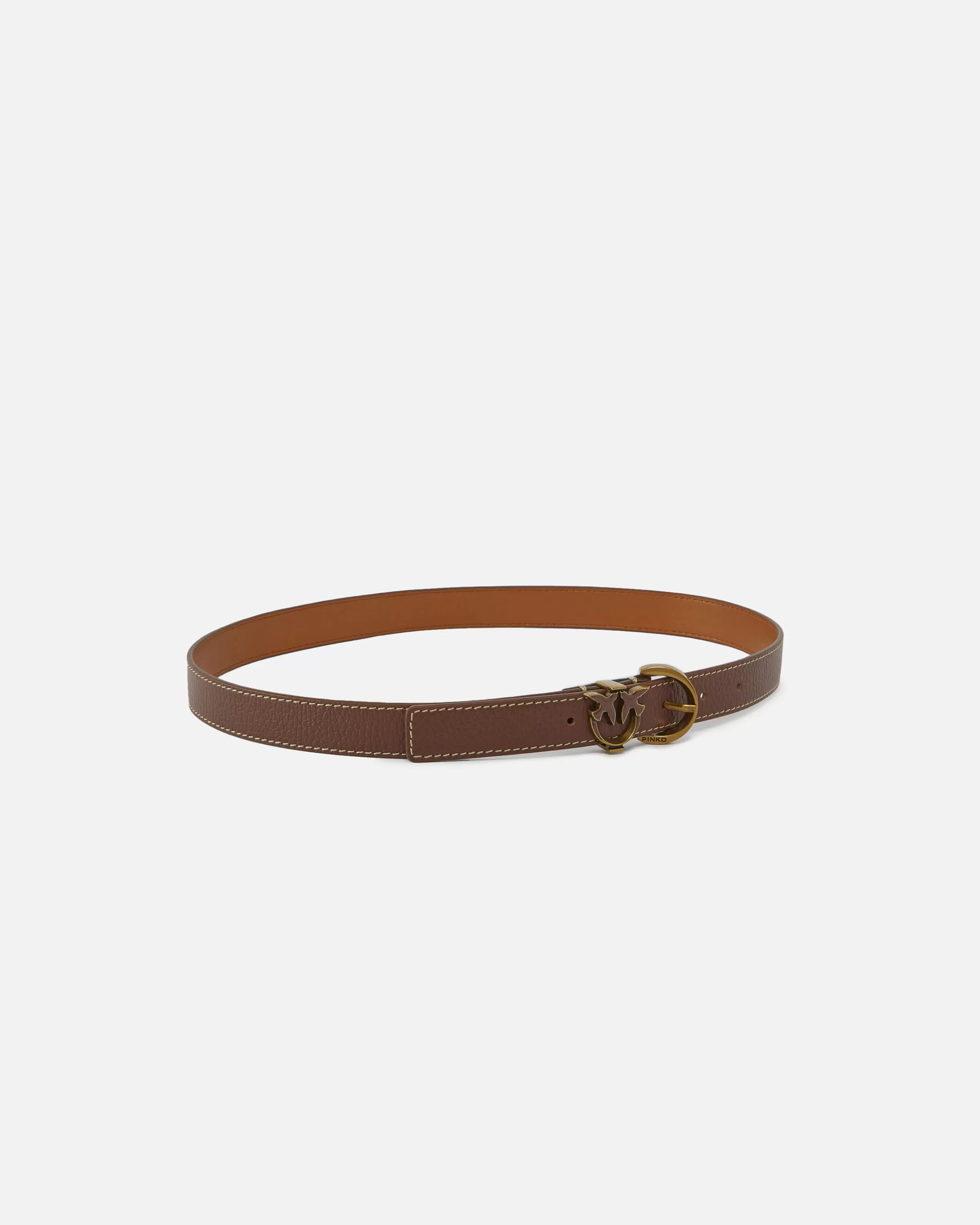 PINKO Tumbled leather belt with Love Birds detail, 2.5 cm