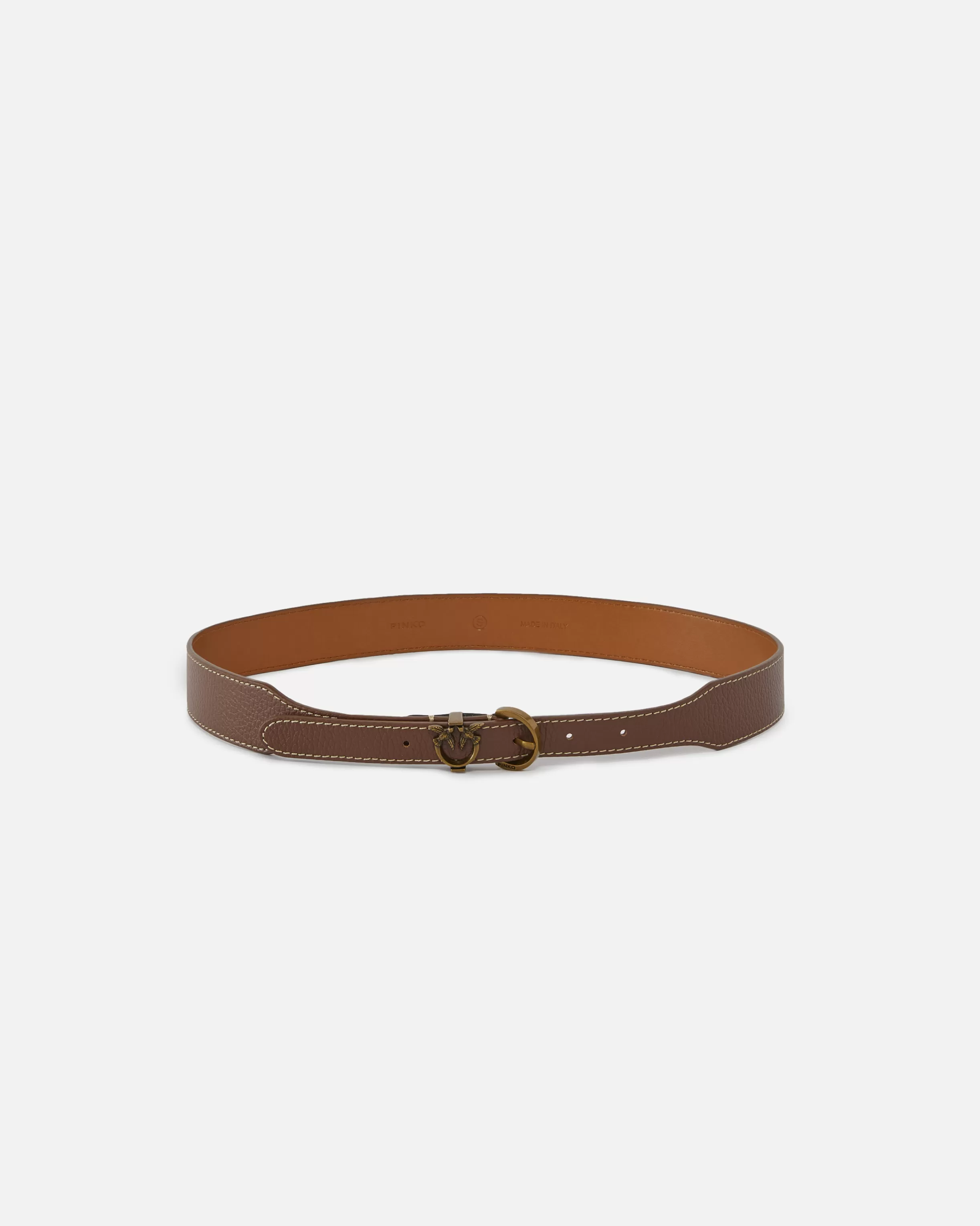 PINKO Tumbled leather belt with mini buckle, 3.5cm