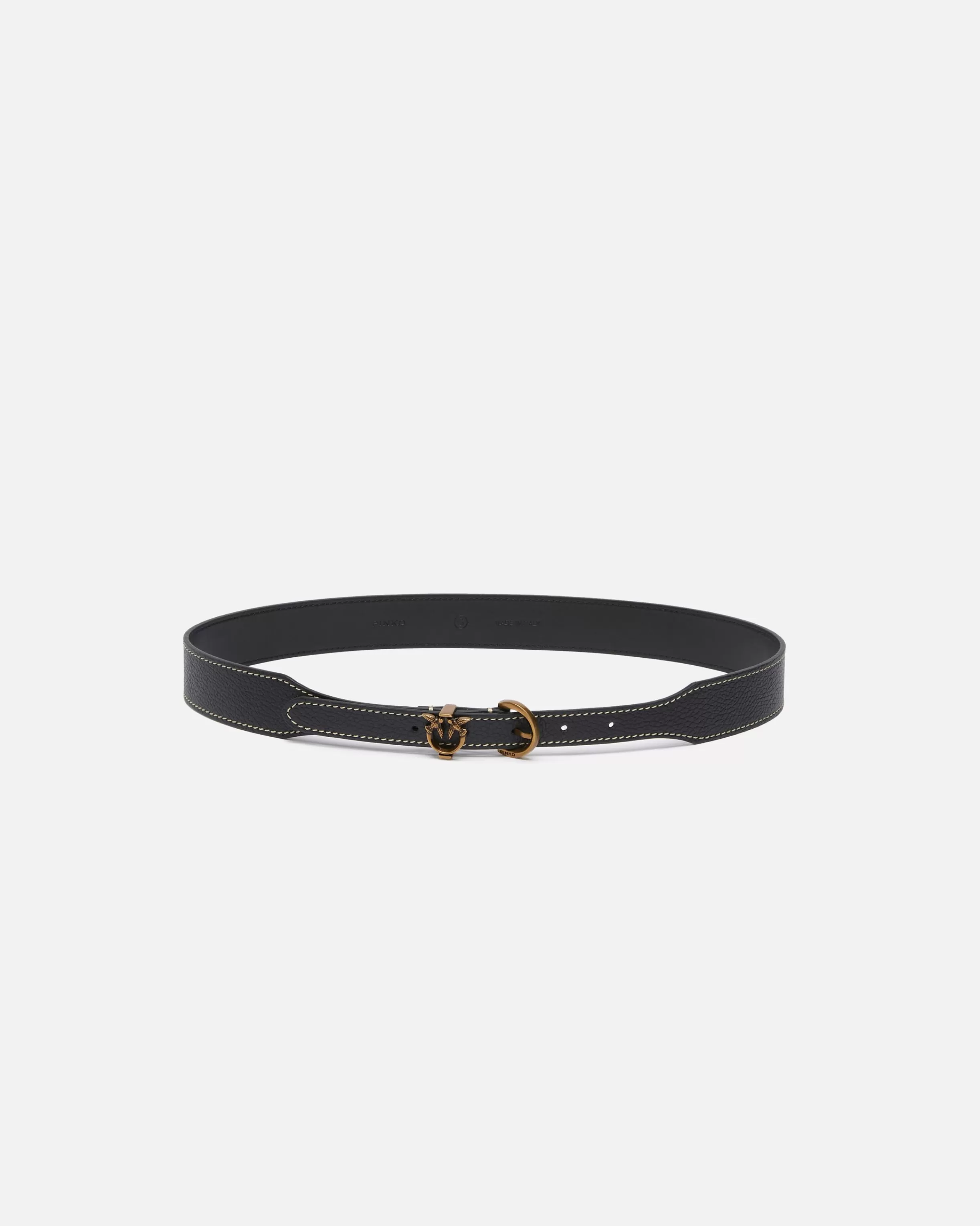 PINKO Tumbled leather belt with mini buckle, 3.5cm