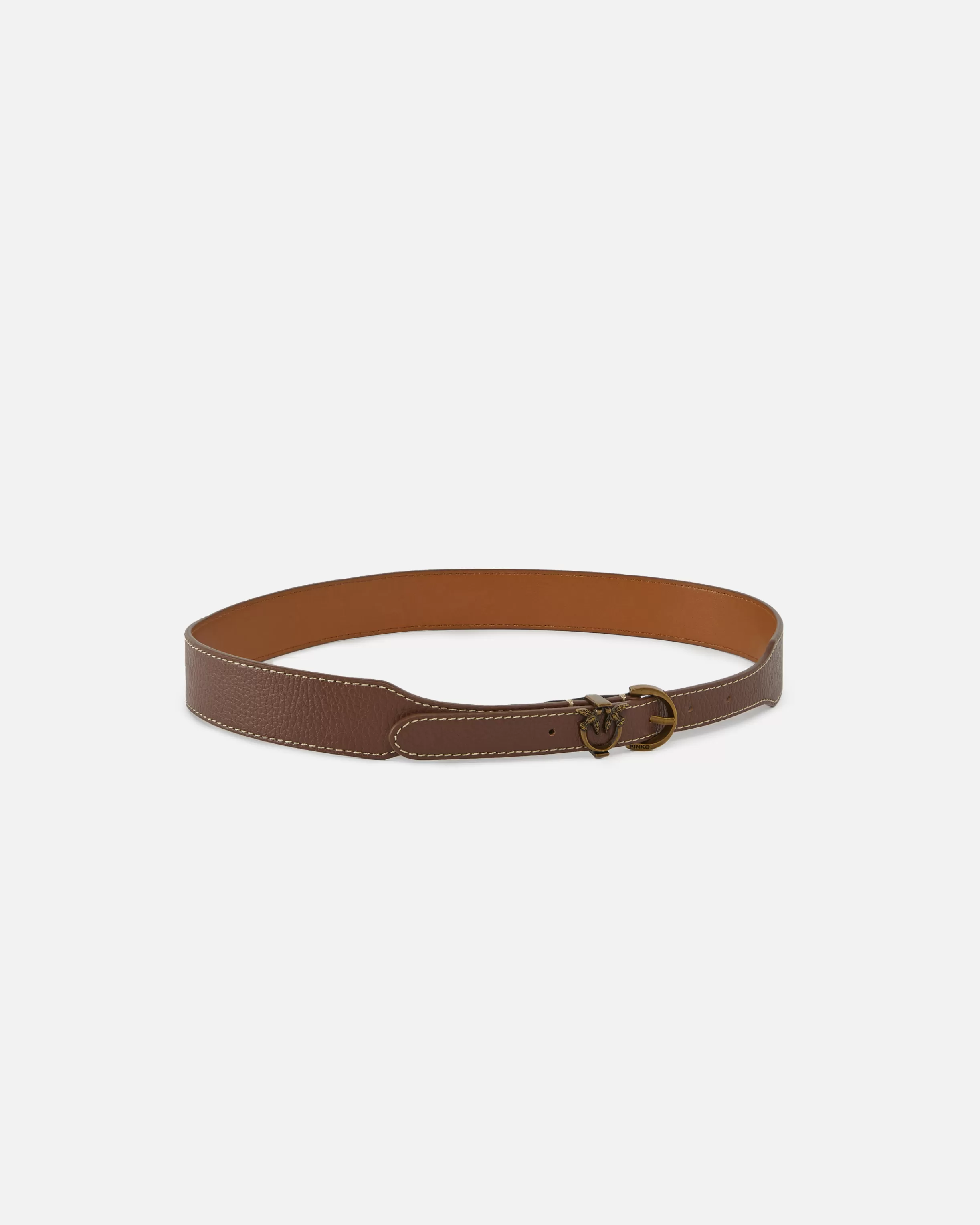 PINKO Tumbled leather belt with mini buckle, 3.5cm