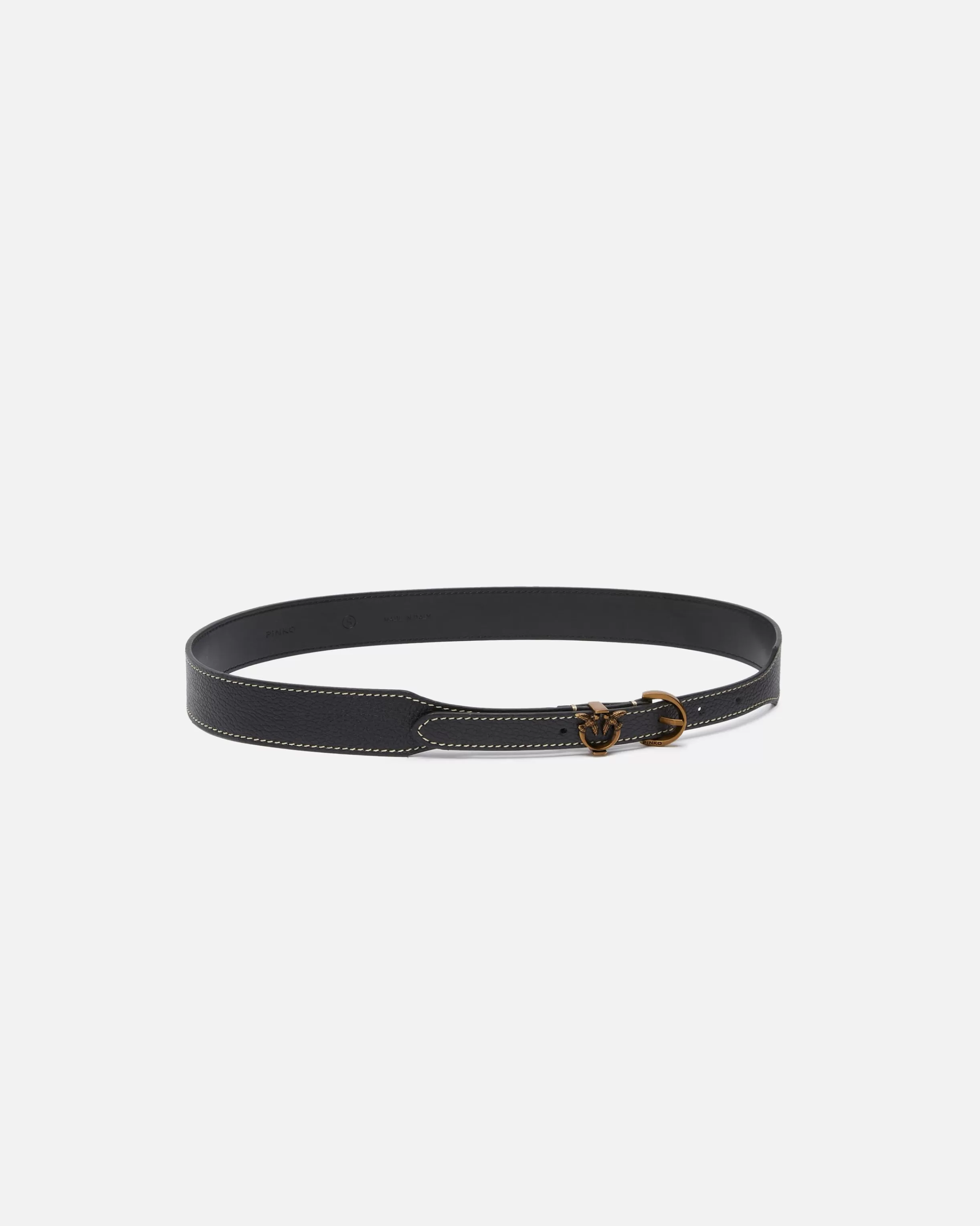 PINKO Tumbled leather belt with mini buckle, 3.5cm