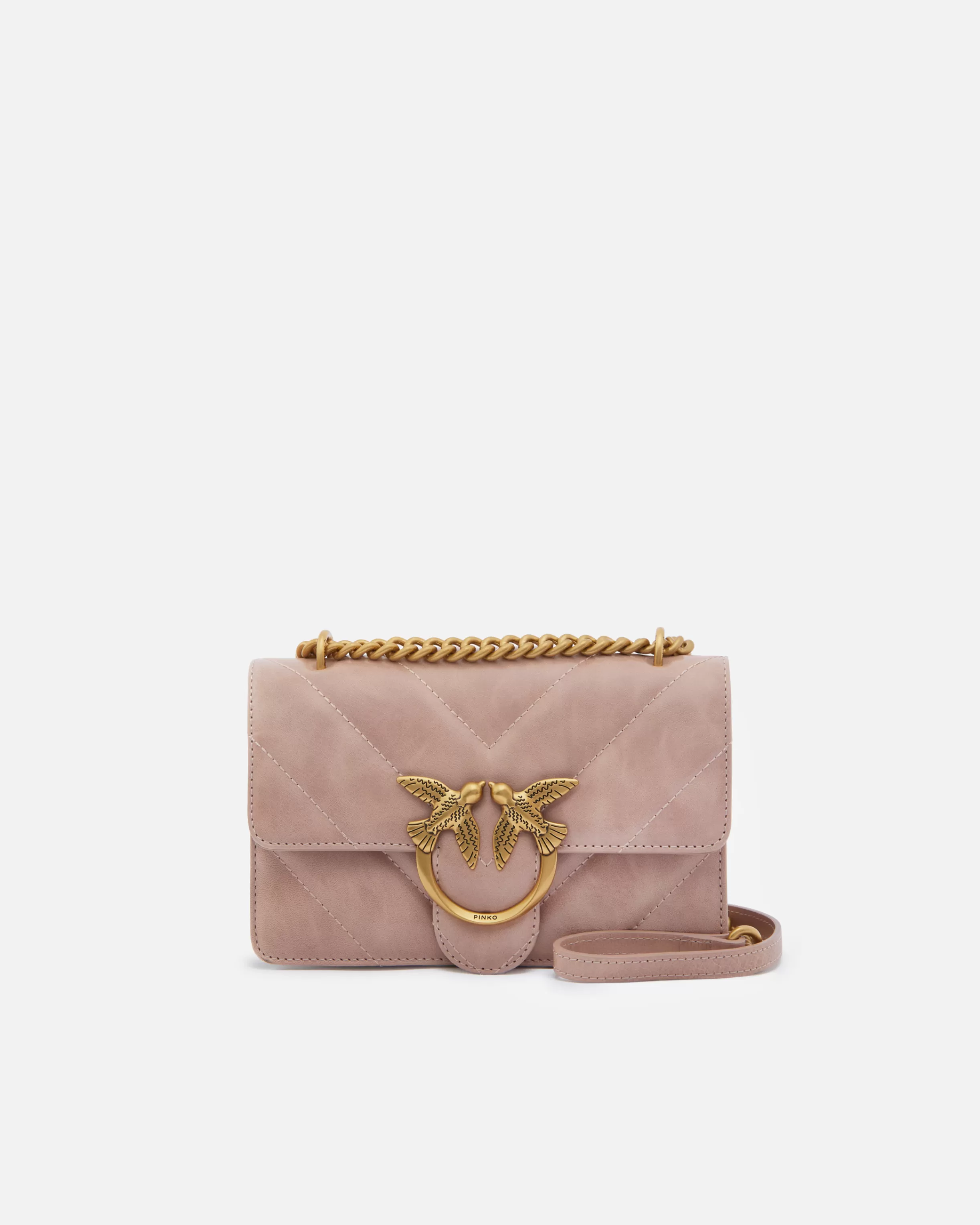 PINKO Used-effect leather crossbody Love Bag mini