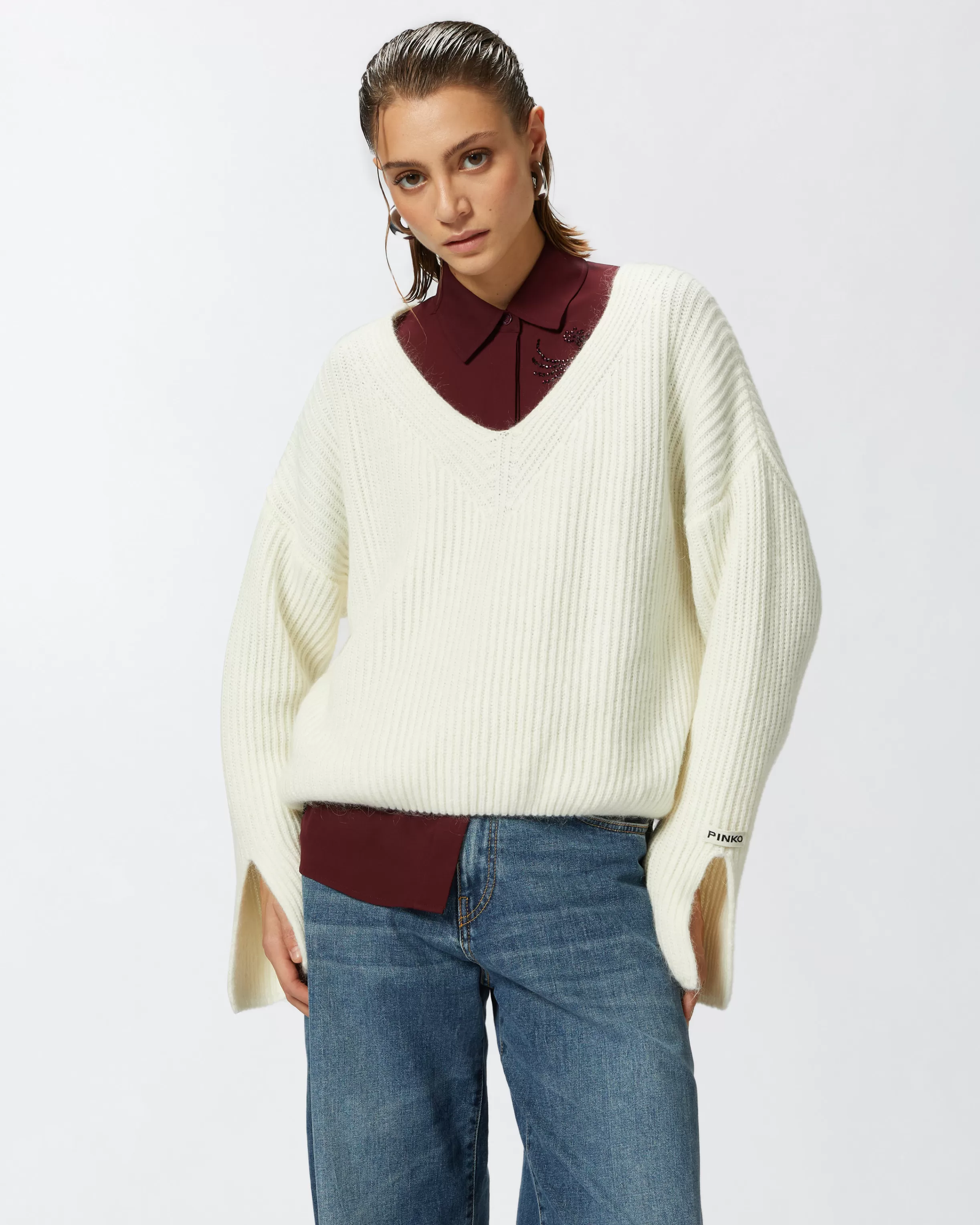 PINKO V-neck rib jumper