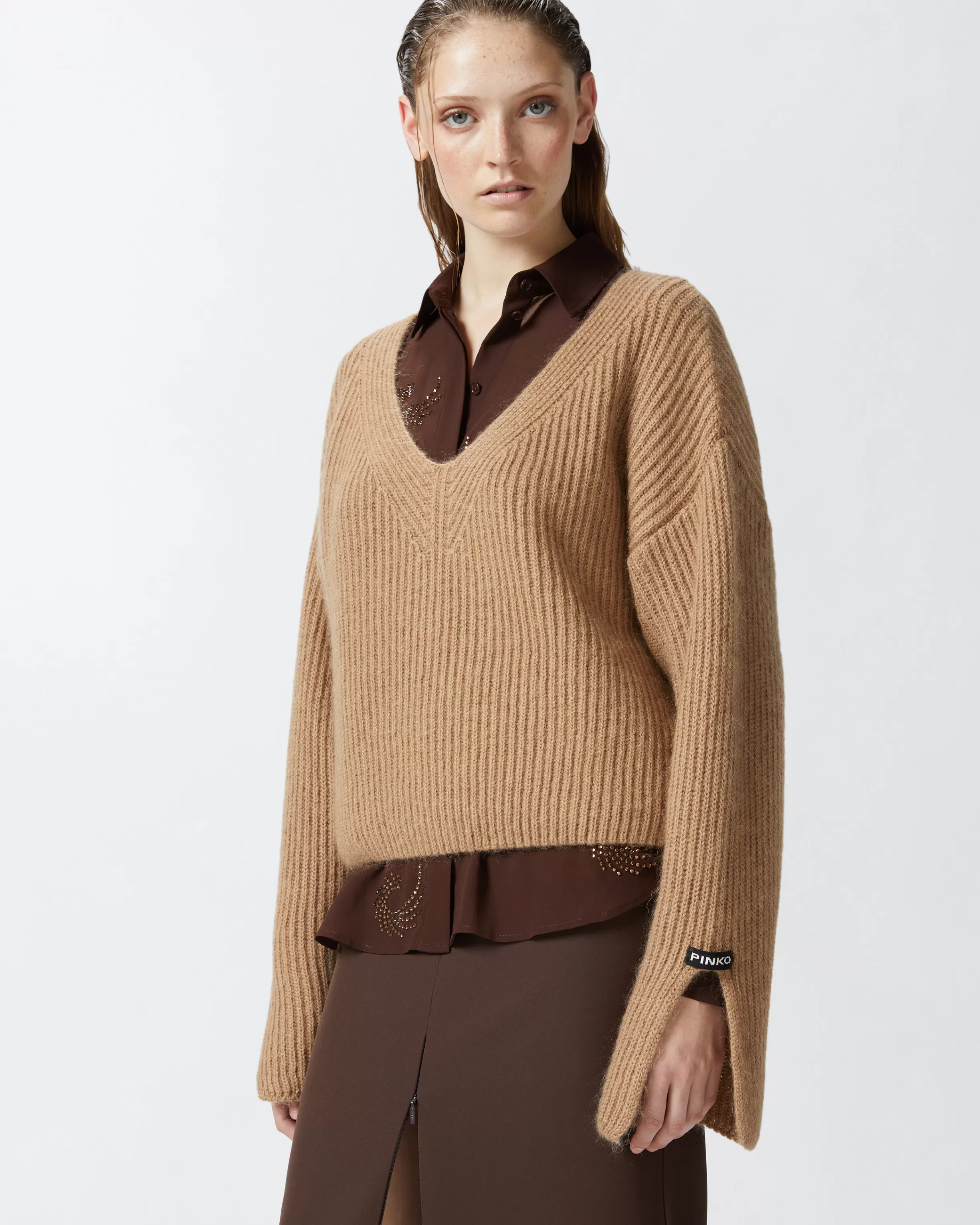 PINKO V-neck rib jumper