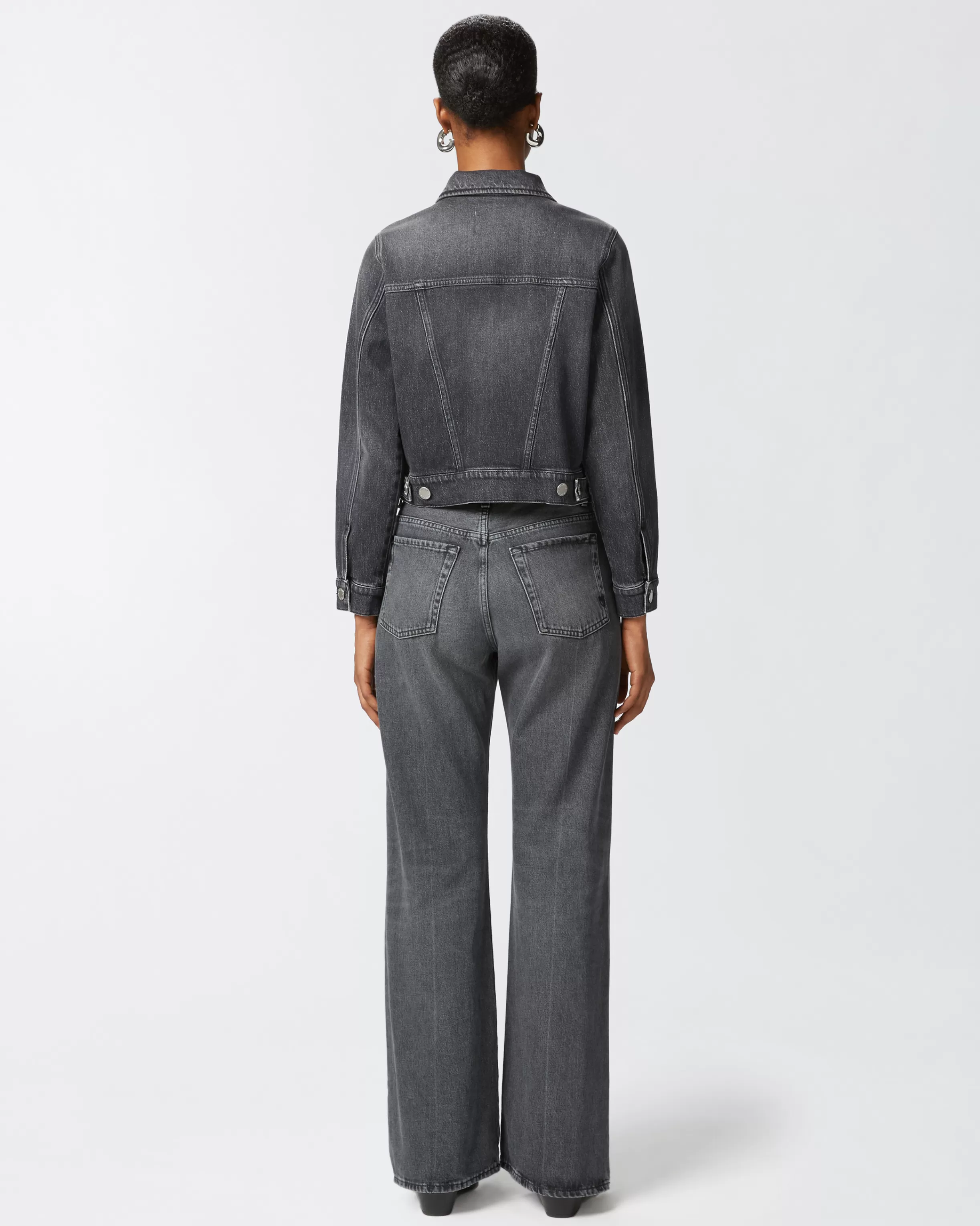 PINKO Wide-leg grey vintage denim jeans
